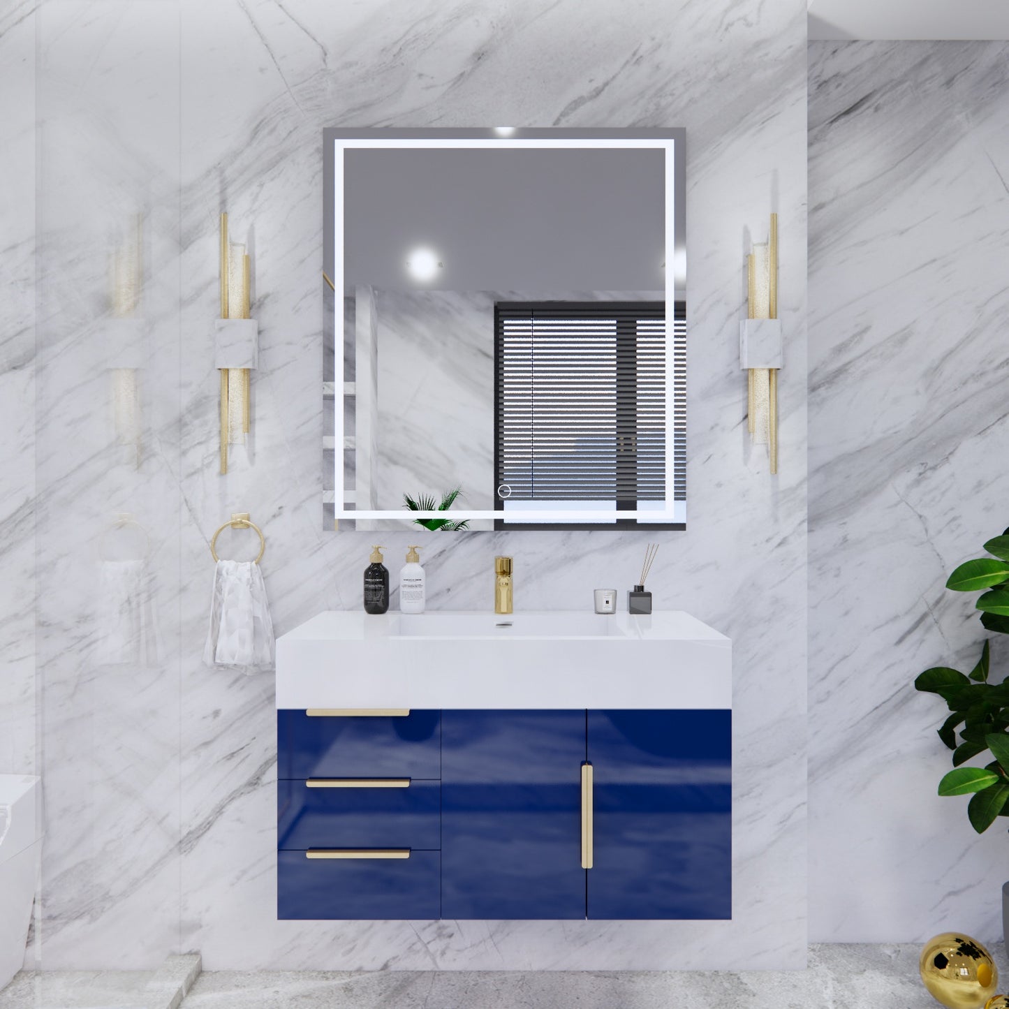 Bethany Floating Bathroom Vanity with Reinforced Acrylic Sink Top 24" - 84"