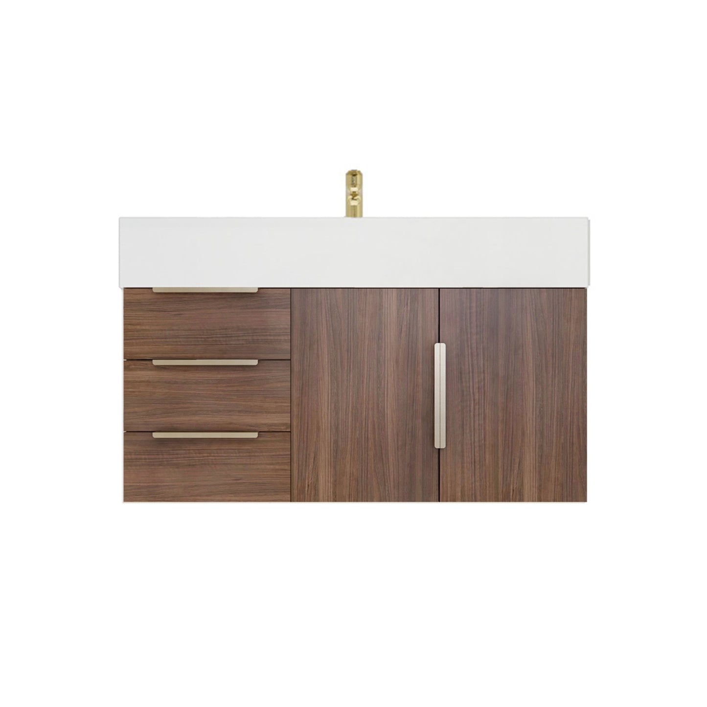 Better Vanity Bethany 24"-48" Floating Bathroom Vanity Reinforced Acrylic Sink Soft Close Doors & Drawers, Fully Assembled