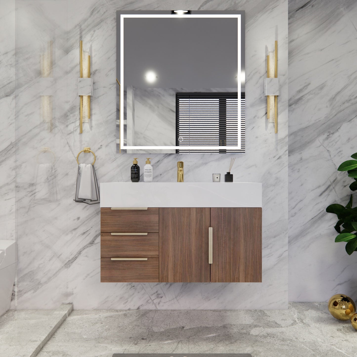 Bethany Floating Bathroom Vanity with Reinforced Acrylic Sink Top 24" - 84"