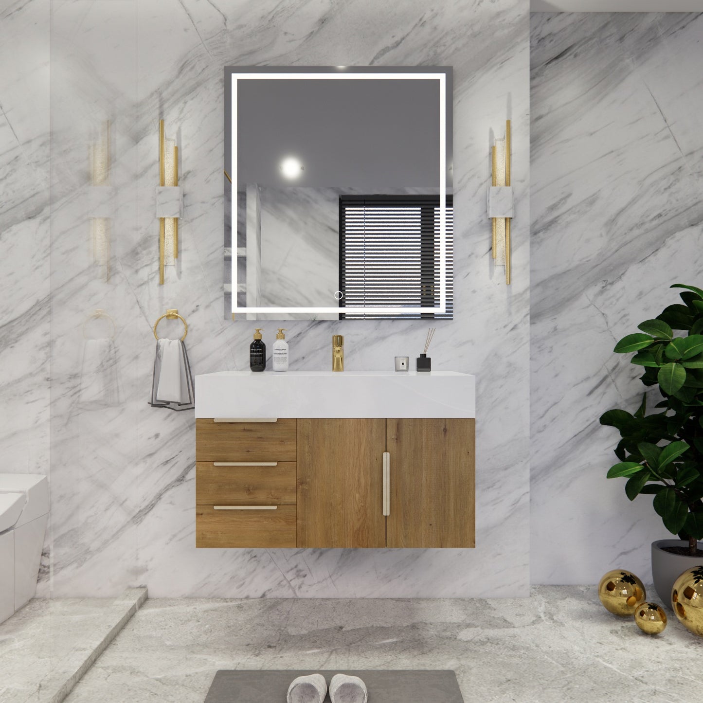 Bethany Floating Bathroom Vanity with Reinforced Acrylic Sink Top 24" - 84"