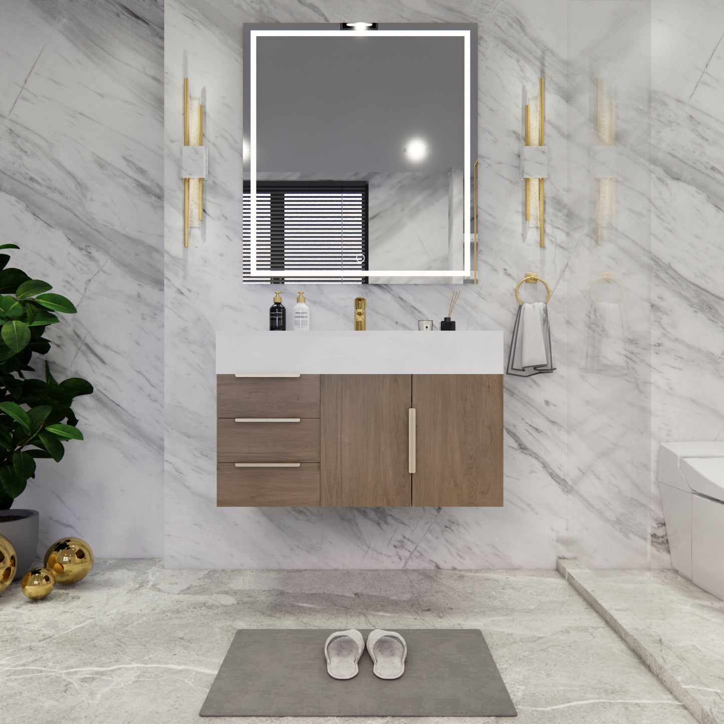 Bethany Floating Bathroom Vanity with Reinforced Acrylic Sink Top 24" - 84"