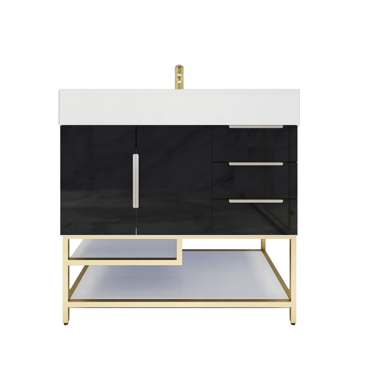 Better Vanity Bethany 24"-48“ Freestanding Bathroom Vanity Reinforced Acrylic Sink Soft Close Doors & Drawers, Fully Assembled