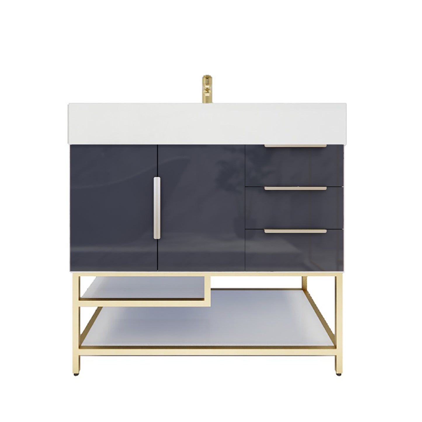 Better Vanity Bethany 24"-48“ Freestanding Bathroom Vanity Reinforced Acrylic Sink Soft Close Doors & Drawers, Fully Assembled