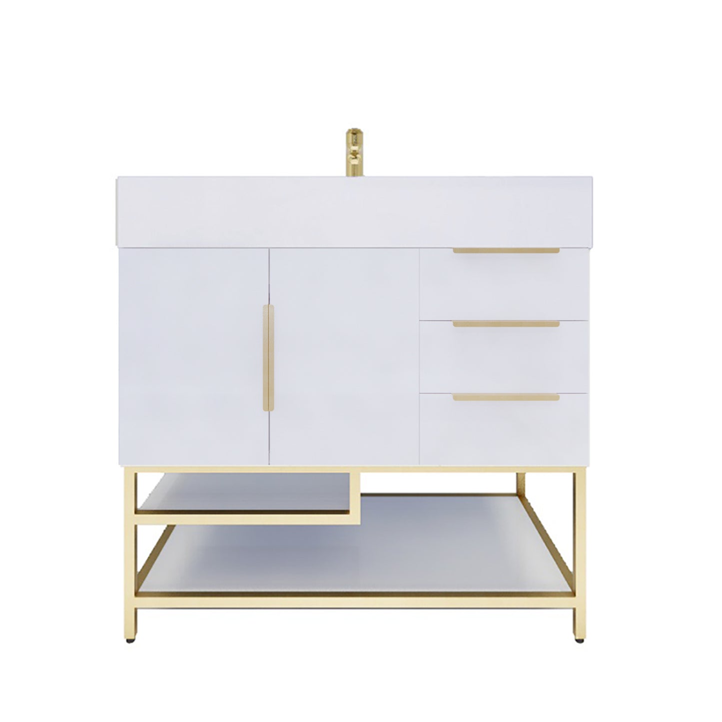 Better Vanity Bethany 24"-48“ Freestanding Bathroom Vanity Reinforced Acrylic Sink Soft Close Doors & Drawers, Fully Assembled