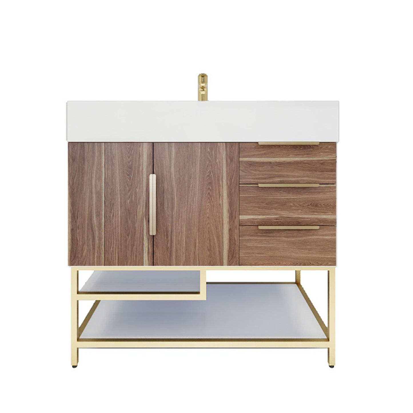 Better Vanity Bethany 24"-48“ Freestanding Bathroom Vanity Reinforced Acrylic Sink Soft Close Doors & Drawers, Fully Assembled
