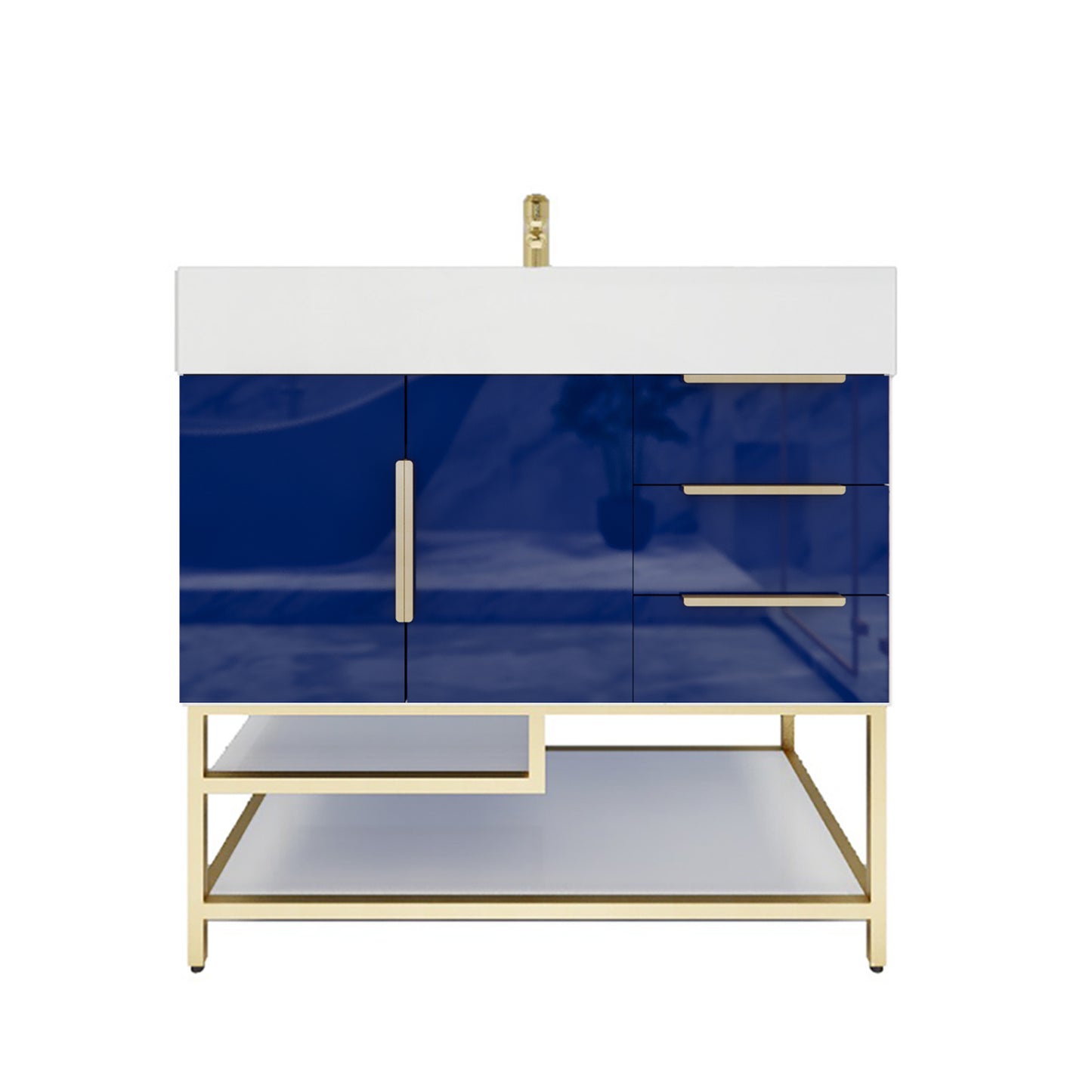 Better Vanity Bethany 24"-48“ Freestanding Bathroom Vanity Reinforced Acrylic Sink Soft Close Doors & Drawers, Fully Assembled