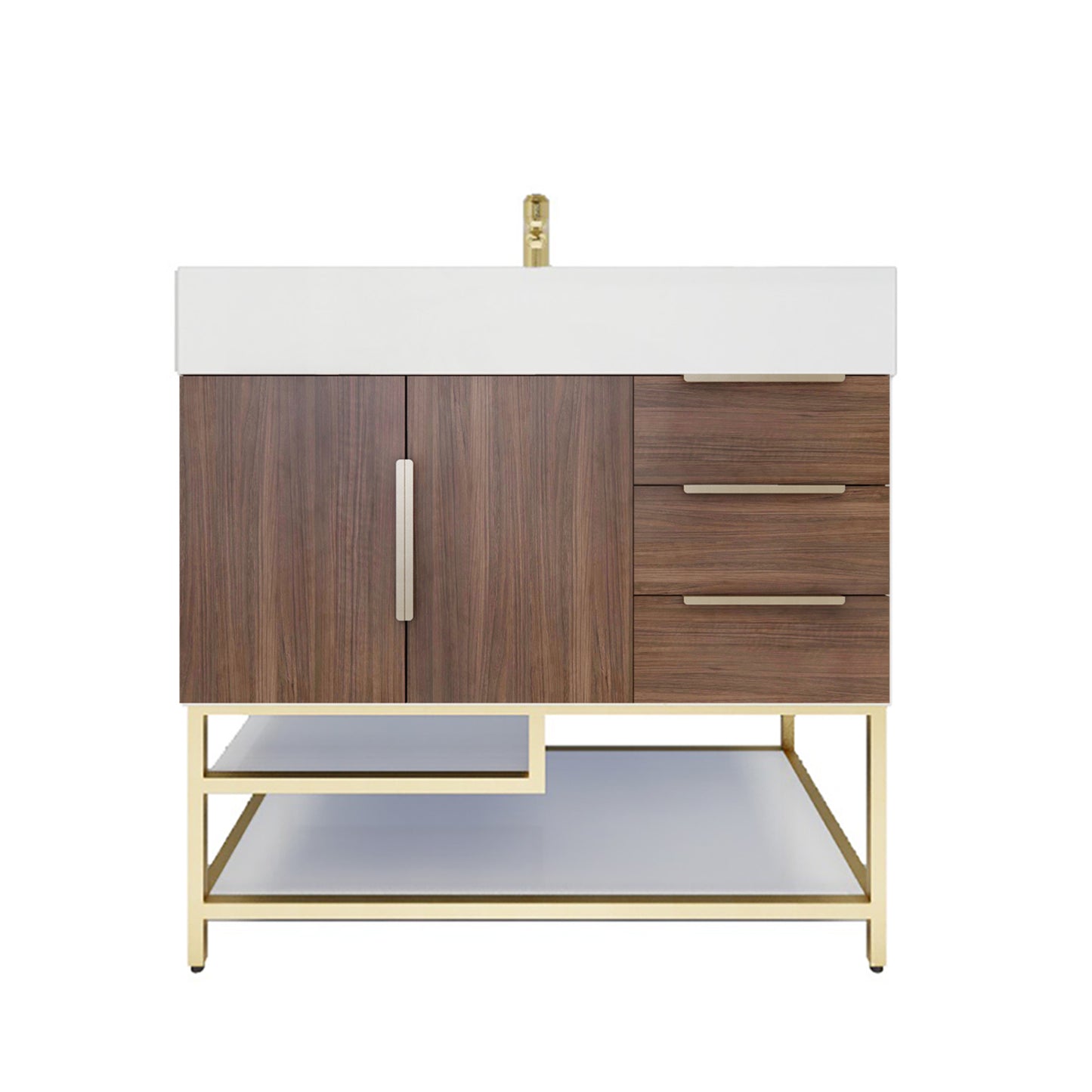 Better Vanity Bethany 24"-48“ Freestanding Bathroom Vanity Reinforced Acrylic Sink Soft Close Doors & Drawers, Fully Assembled