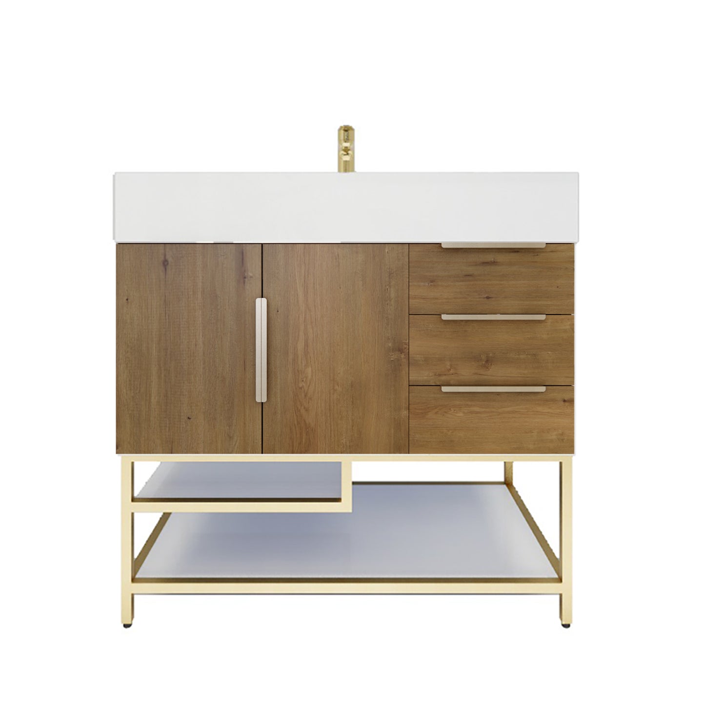Better Vanity Bethany 24"-48“ Freestanding Bathroom Vanity Reinforced Acrylic Sink Soft Close Doors & Drawers, Fully Assembled
