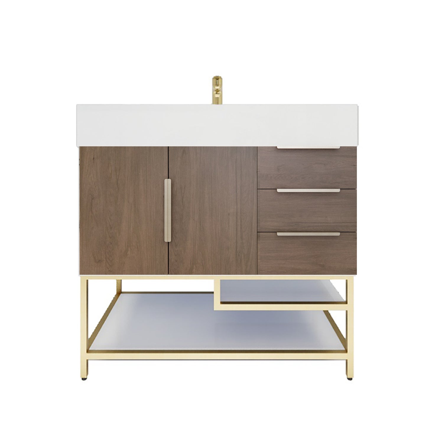 Better Vanity Bethany 24"-48“ Freestanding Bathroom Vanity Reinforced Acrylic Sink Soft Close Doors & Drawers, Fully Assembled