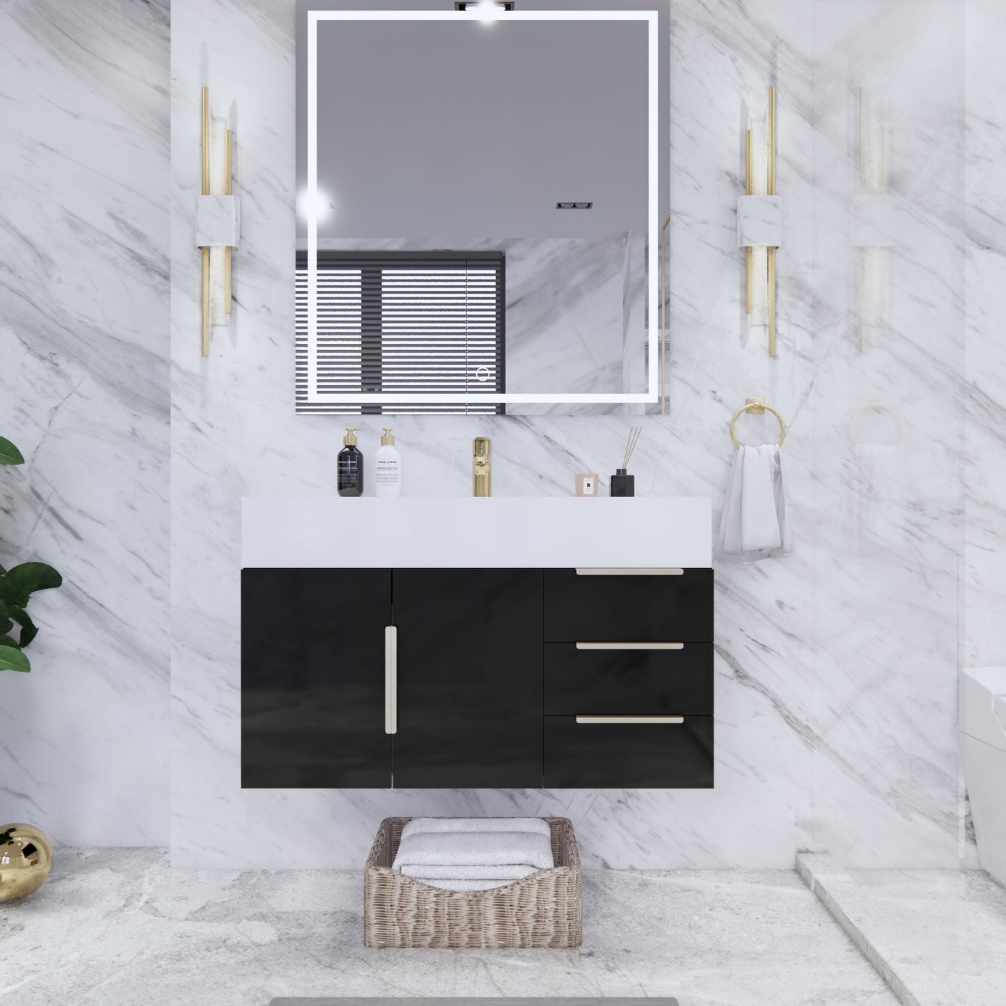 Bethany Floating Bathroom Vanity with Reinforced Acrylic Sink Top 24" - 84"