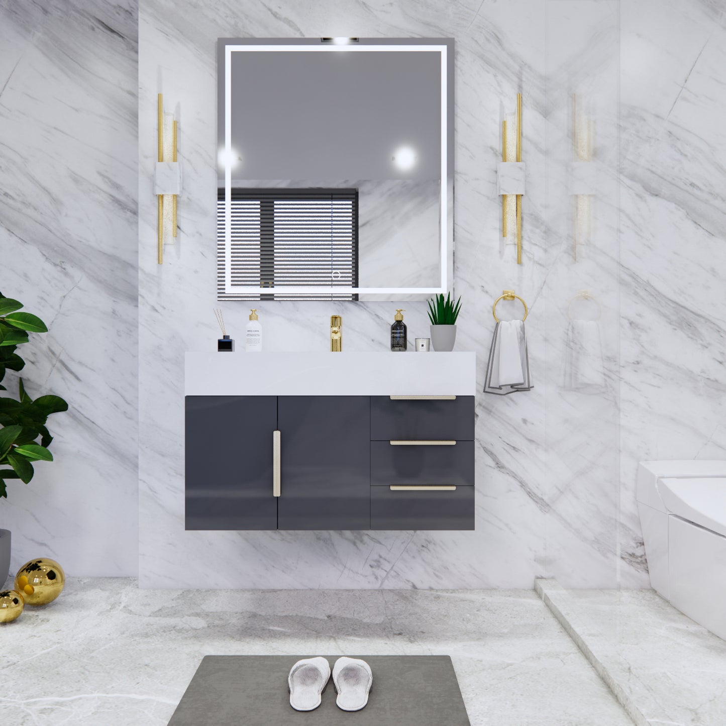 Bethany Floating Bathroom Vanity with Reinforced Acrylic Sink Top 24" - 84"