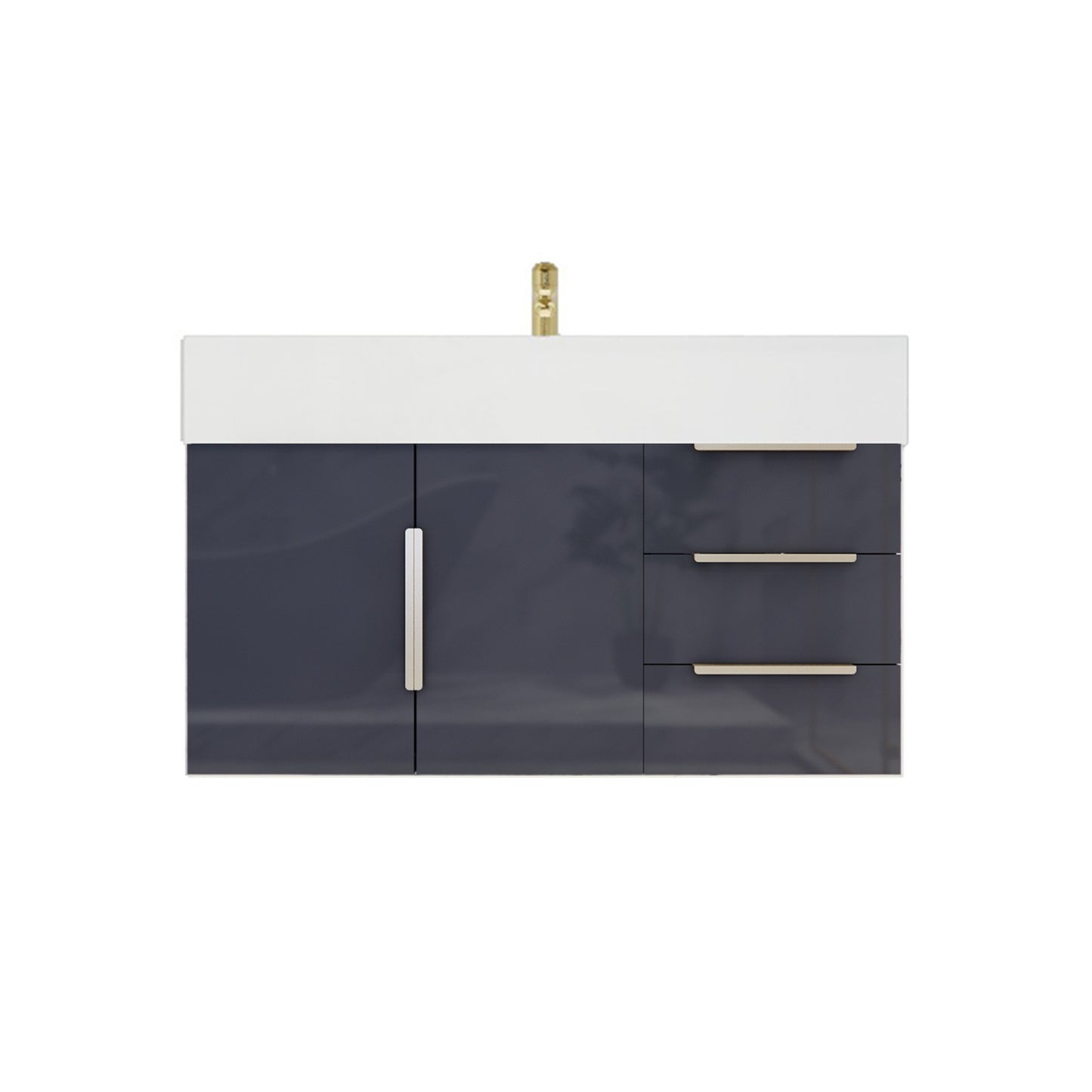 Better Vanity Bethany 24"-48" Floating Bathroom Vanity Reinforced Acrylic Sink Soft Close Doors & Drawers, Fully Assembled