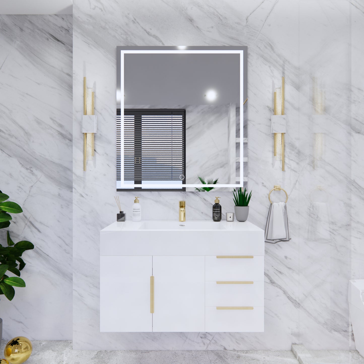 Bethany Floating Bathroom Vanity with Reinforced Acrylic Sink Top 24" - 84"