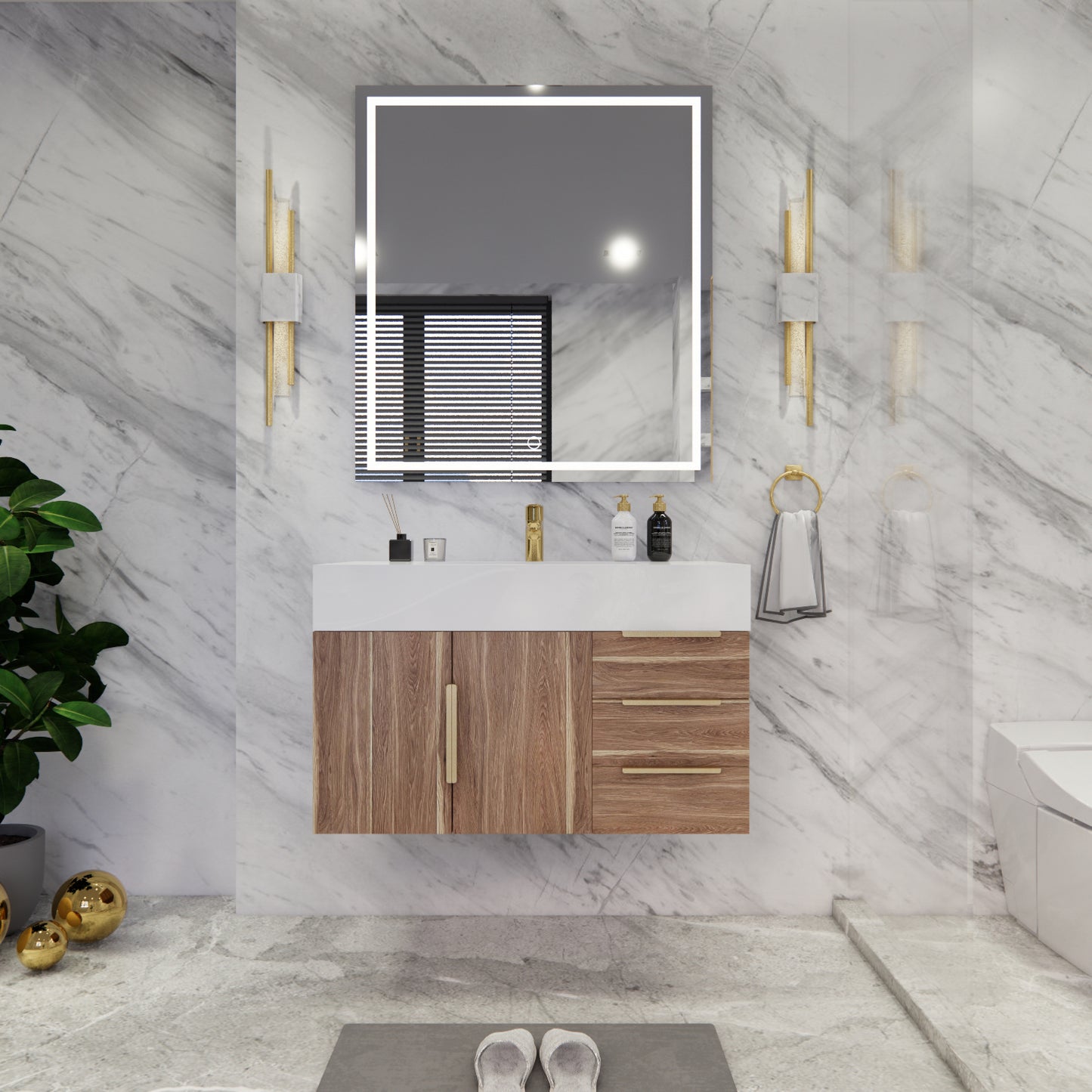 Bethany Floating Bathroom Vanity with Reinforced Acrylic Sink Top 24" - 84"