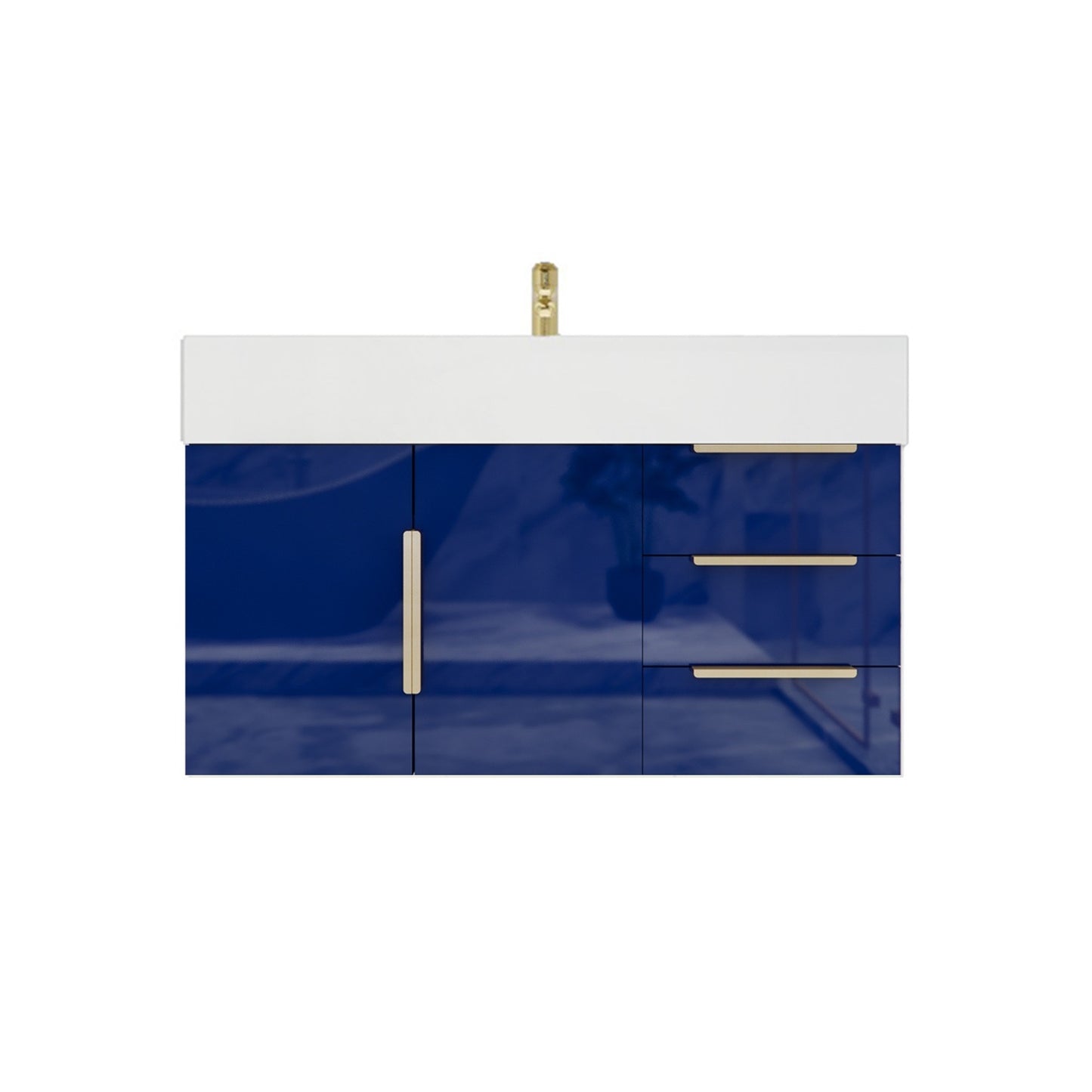Better Vanity Bethany 24"-48" Floating Bathroom Vanity Reinforced Acrylic Sink Soft Close Doors & Drawers, Fully Assembled