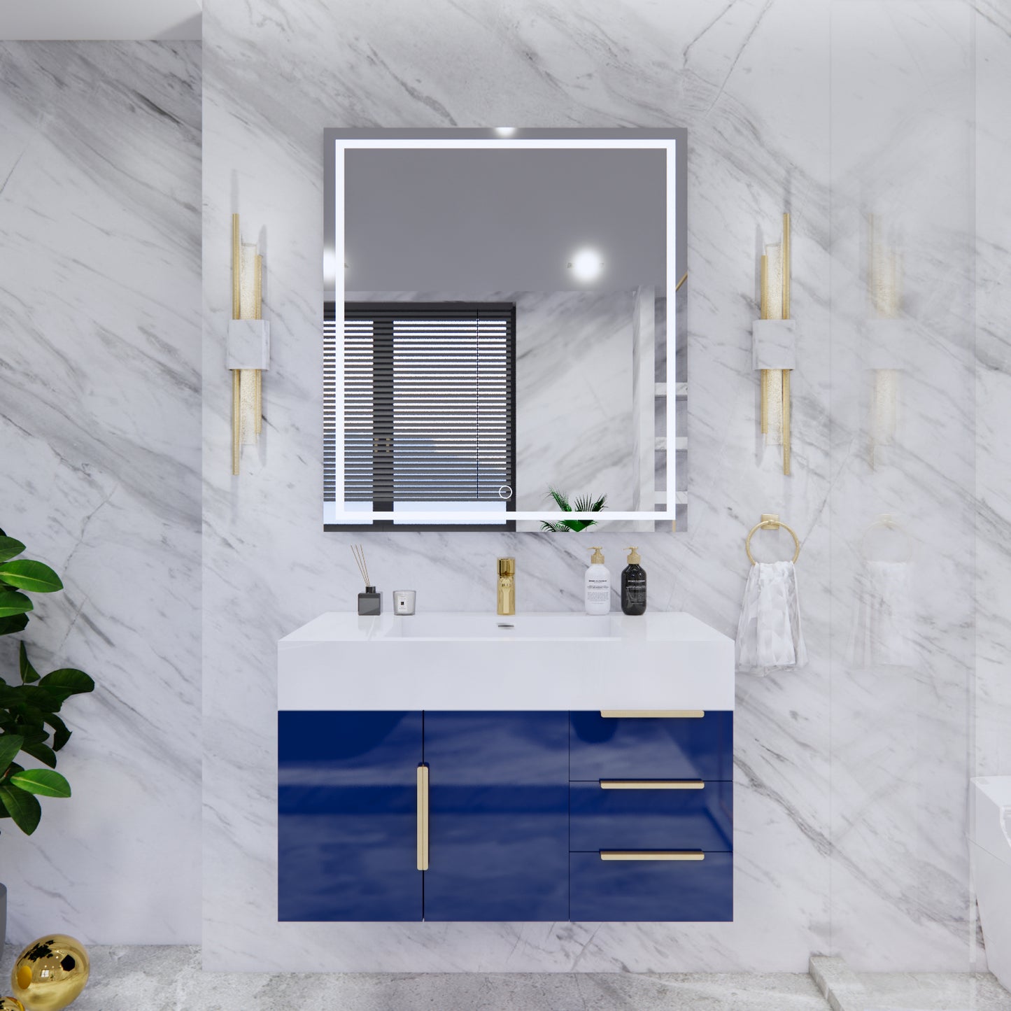 Bethany Floating Bathroom Vanity with Reinforced Acrylic Sink Top 24" - 84"