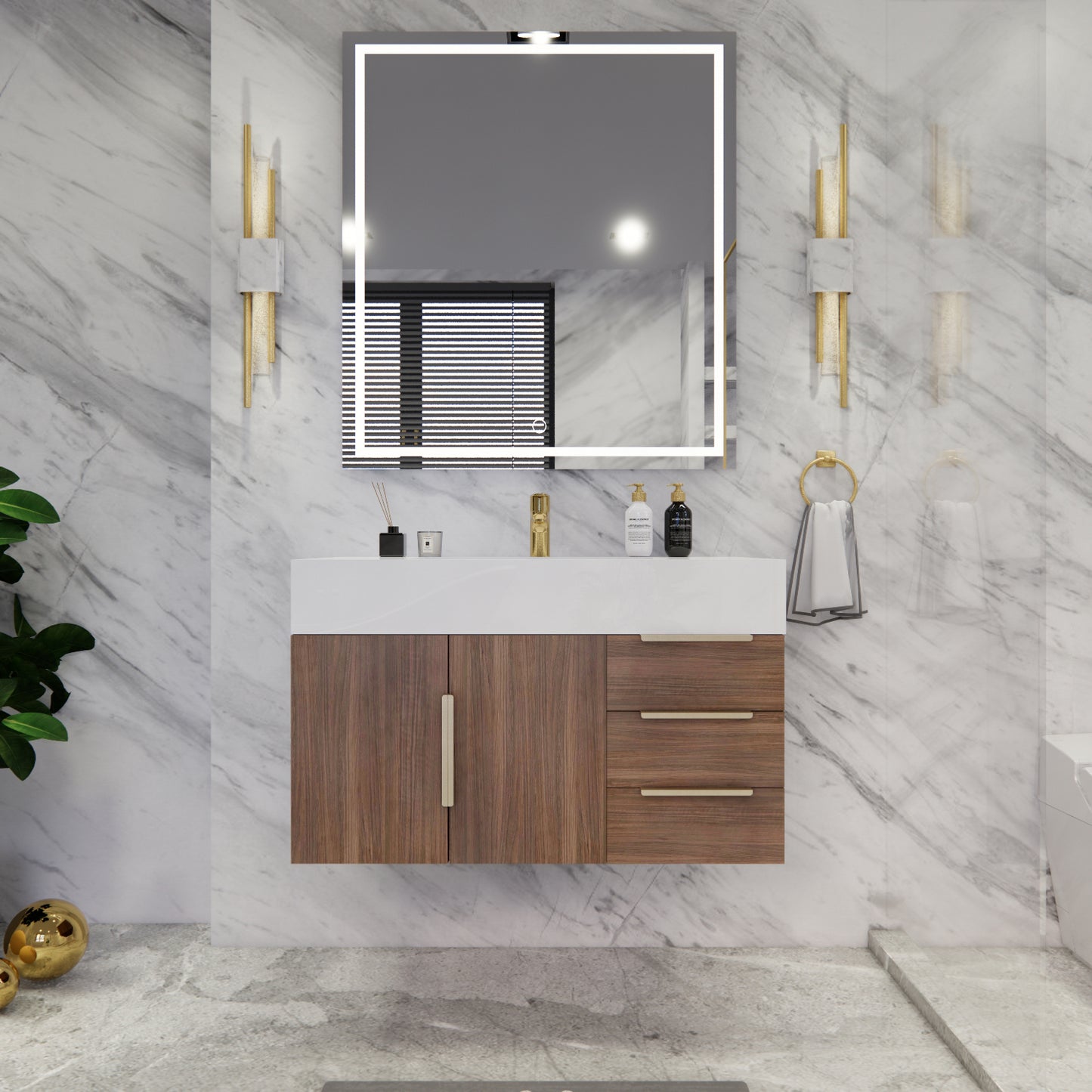 Bethany Floating Bathroom Vanity with Reinforced Acrylic Sink Top 24" - 84"