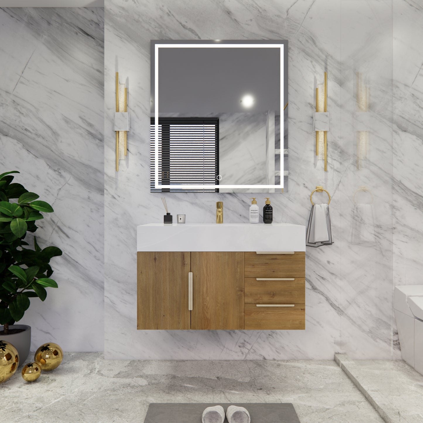 Bethany Floating Bathroom Vanity with Reinforced Acrylic Sink Top 24" - 84"