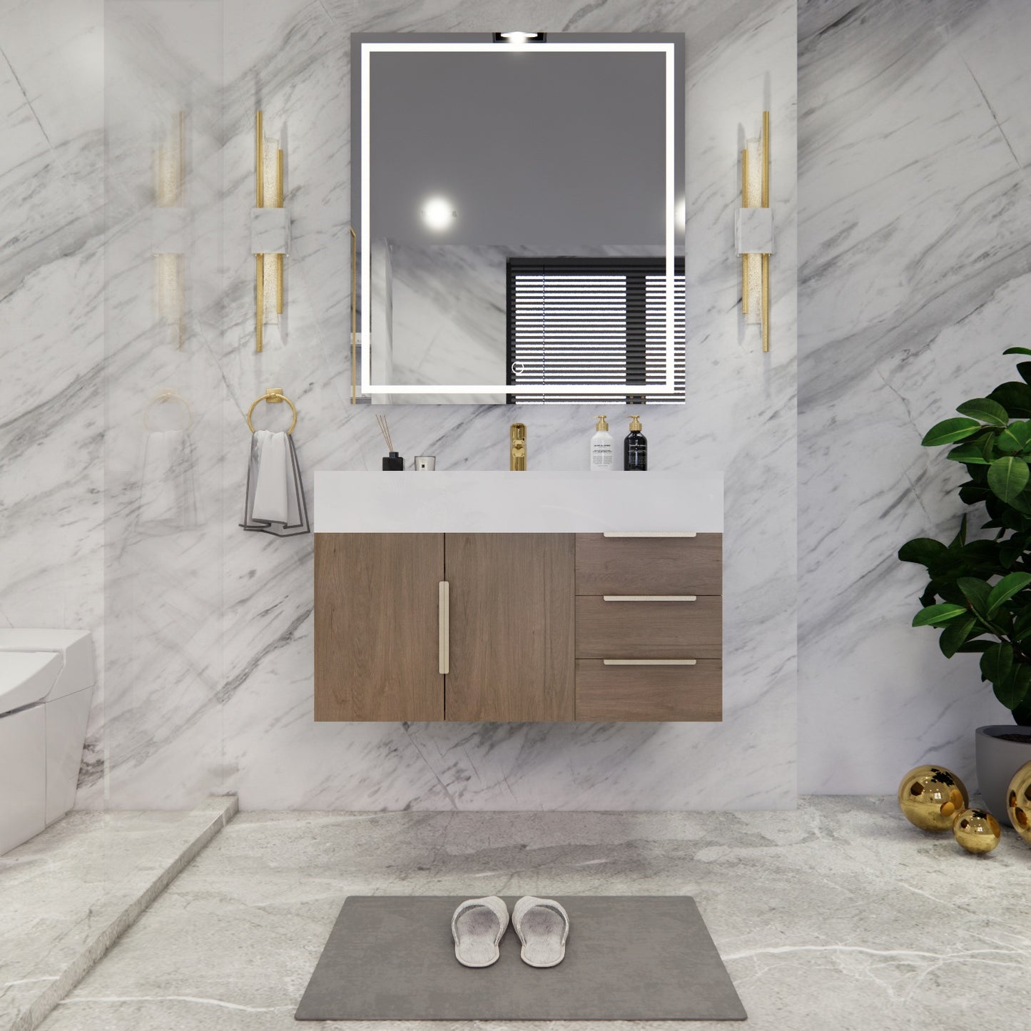 Bethany Floating Bathroom Vanity with Reinforced Acrylic Sink Top 24" - 84"