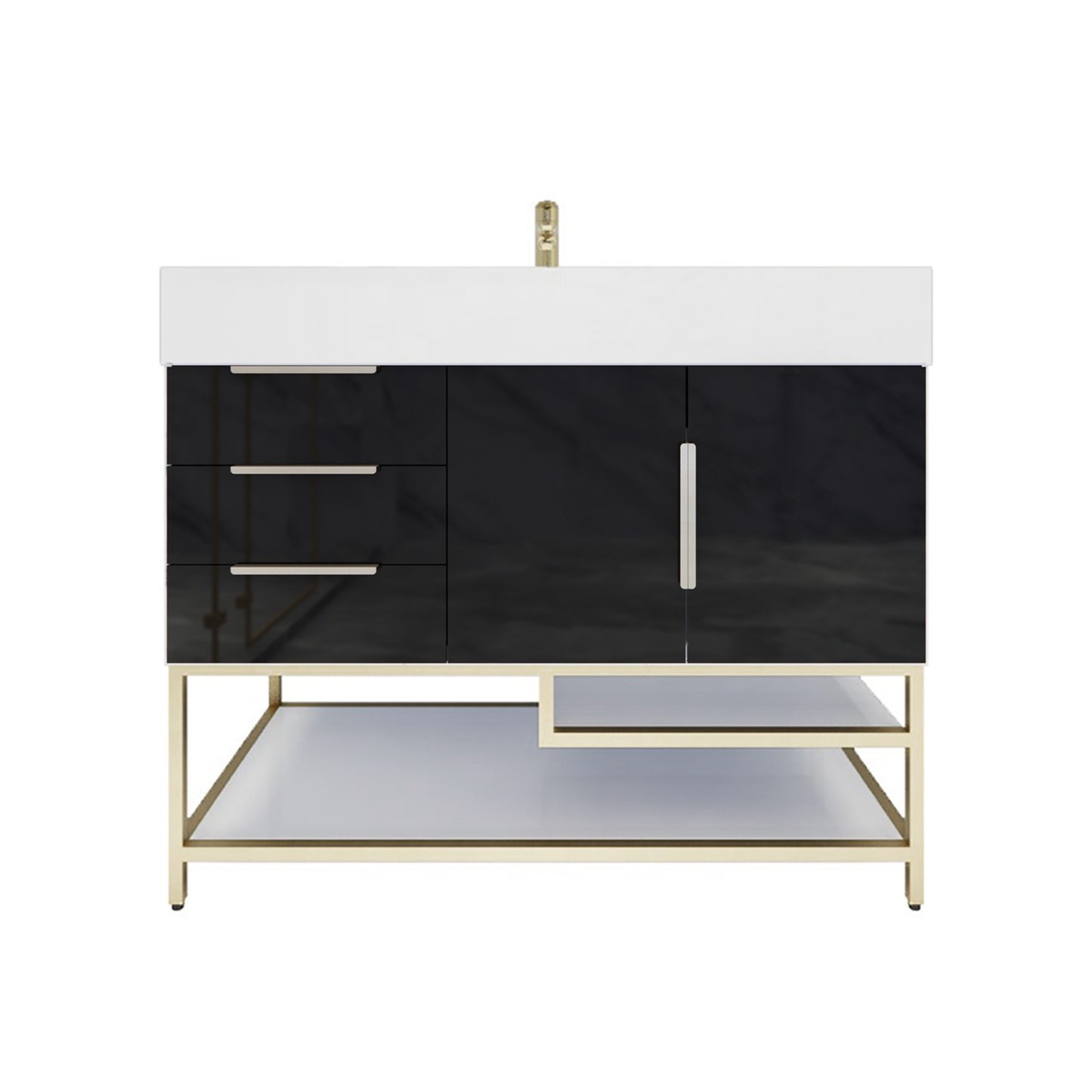 Better Vanity Bethany 24"-48“ Freestanding Bathroom Vanity Reinforced Acrylic Sink Soft Close Doors & Drawers, Fully Assembled