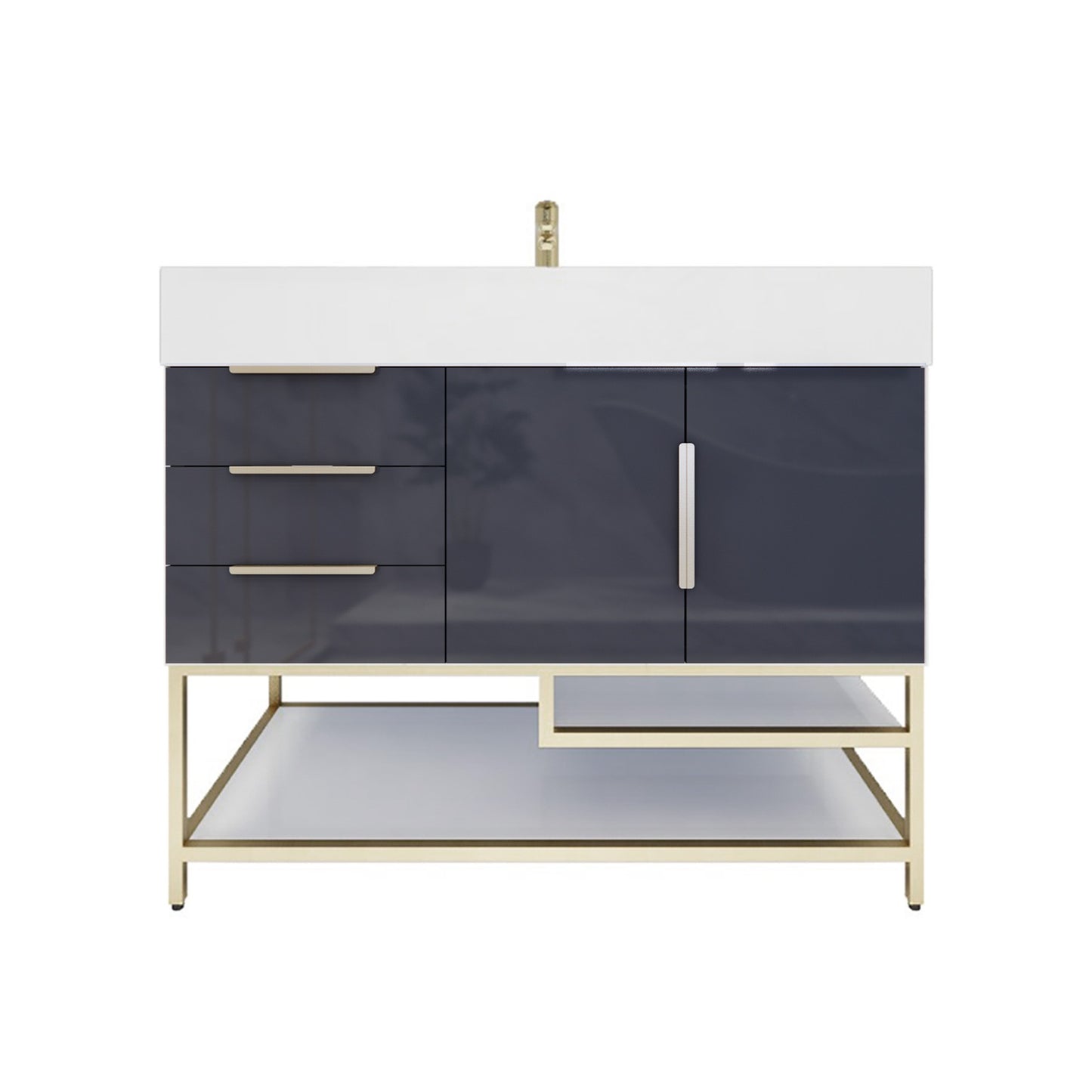 Better Vanity Bethany 24"-48“ Freestanding Bathroom Vanity Reinforced Acrylic Sink Soft Close Doors & Drawers, Fully Assembled