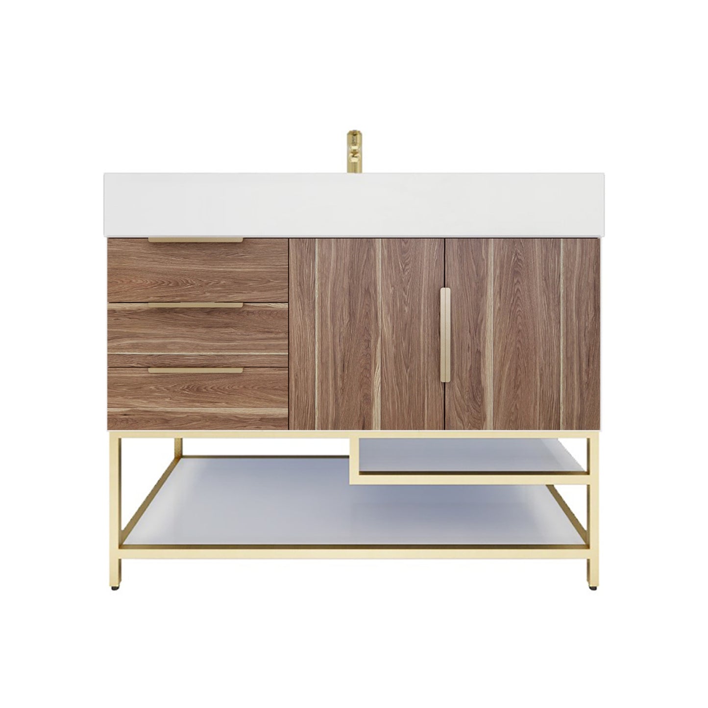 Better Vanity Bethany 24"-48“ Freestanding Bathroom Vanity Reinforced Acrylic Sink Soft Close Doors & Drawers, Fully Assembled