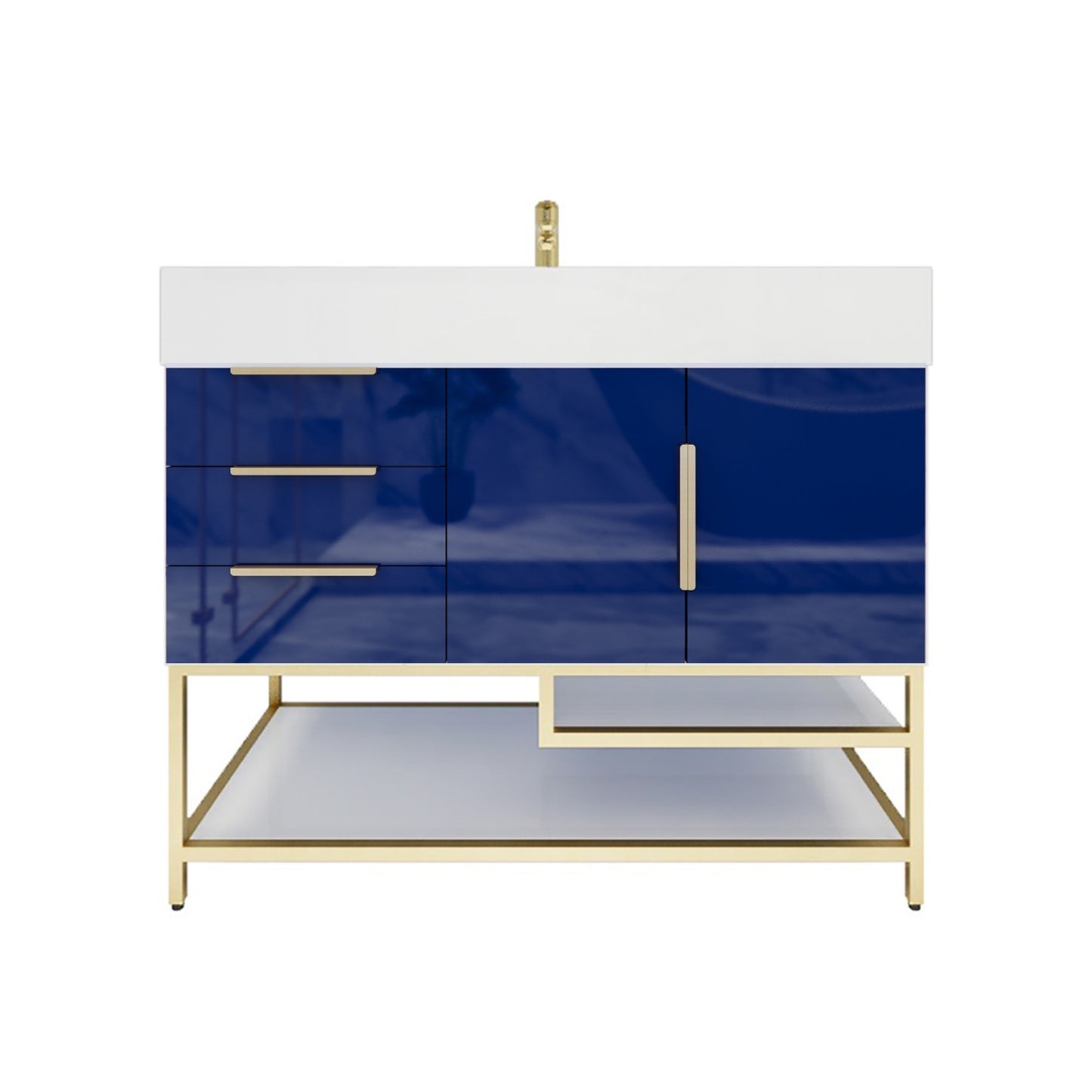 Better Vanity Bethany 24"-48“ Freestanding Bathroom Vanity Reinforced Acrylic Sink Soft Close Doors & Drawers, Fully Assembled