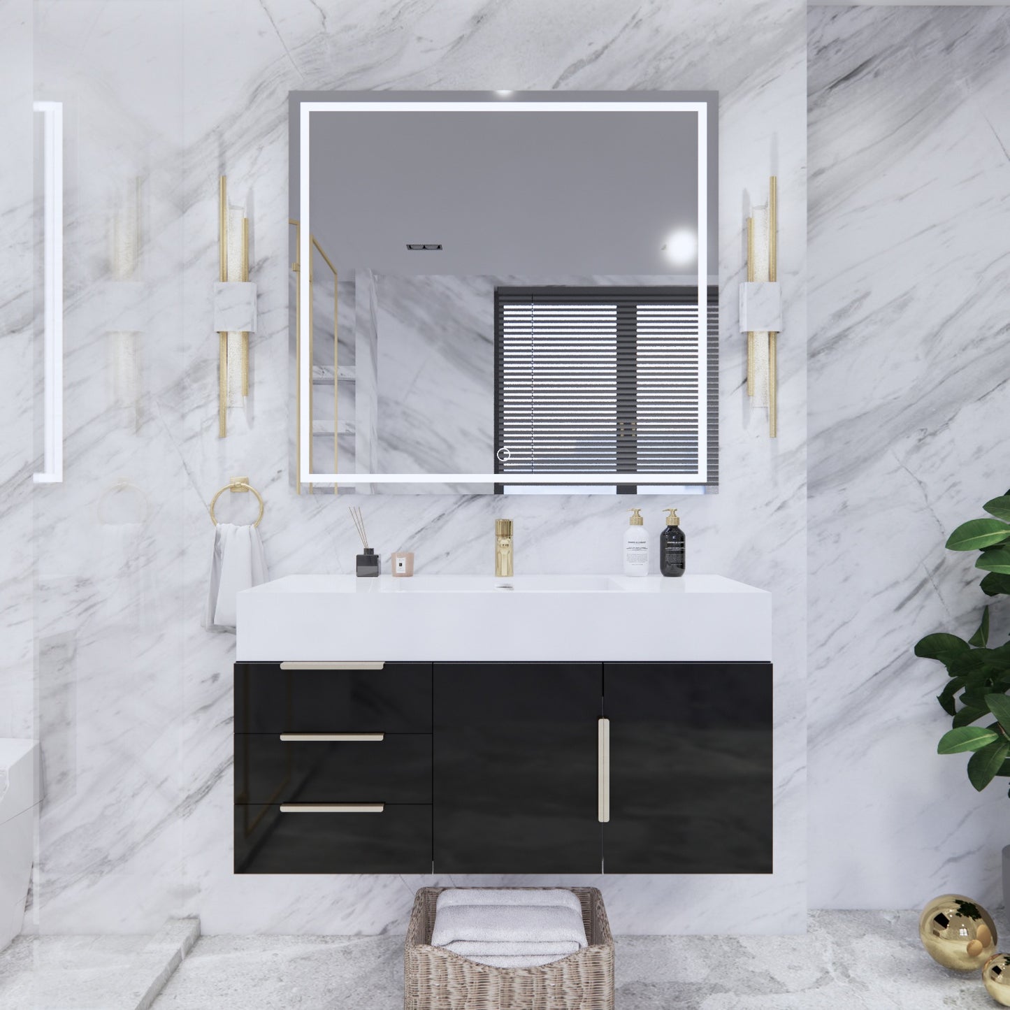 Bethany Floating Bathroom Vanity with Reinforced Acrylic Sink Top 24" - 84"