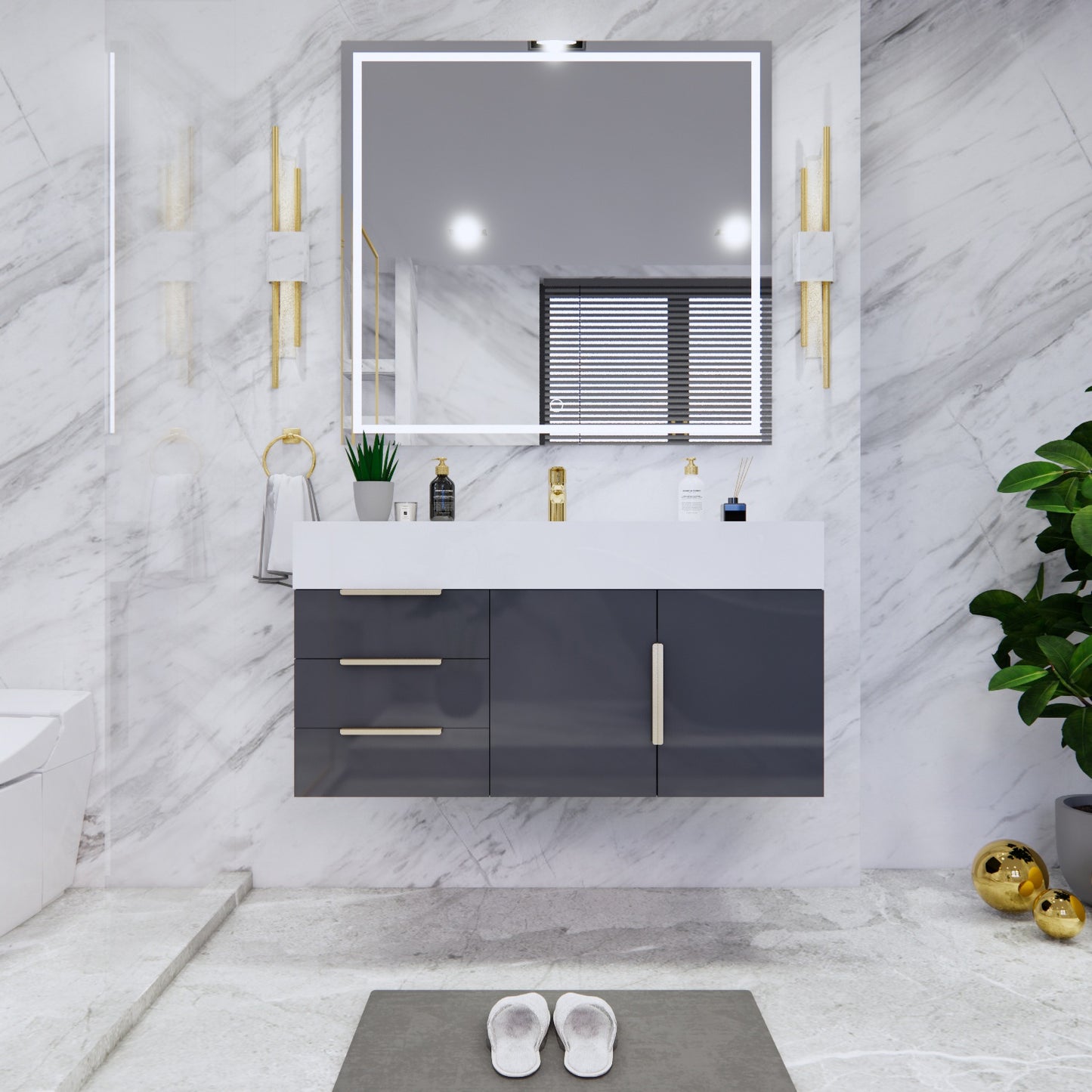 Bethany Floating Bathroom Vanity with Reinforced Acrylic Sink Top 24" - 84"