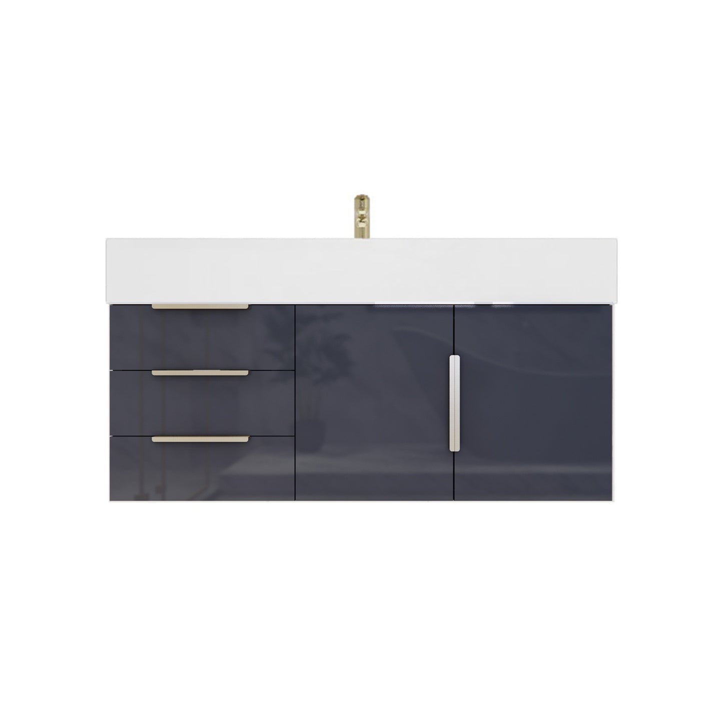Better Vanity Bethany 24"-48" Floating Bathroom Vanity Reinforced Acrylic Sink Soft Close Doors & Drawers, Fully Assembled