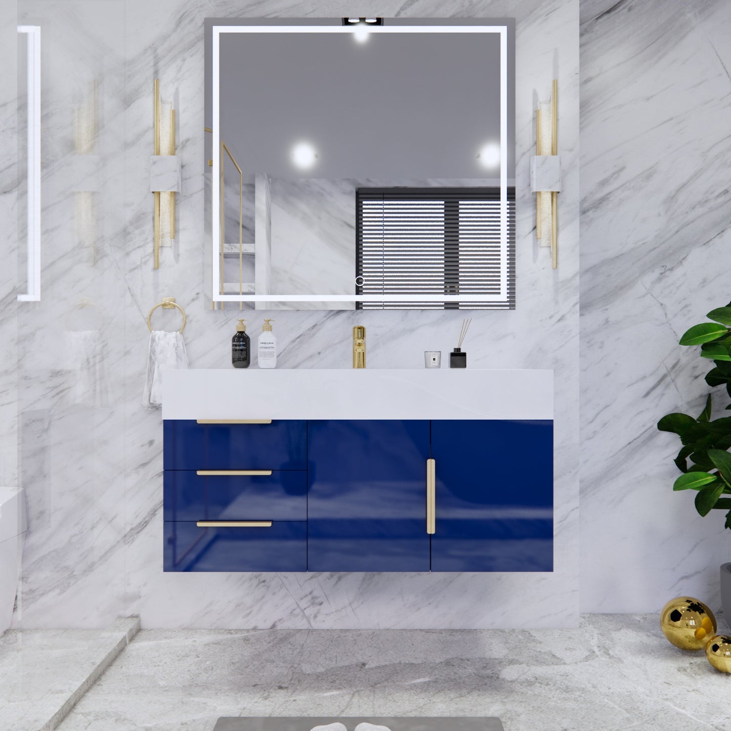 Bethany Floating Bathroom Vanity with Reinforced Acrylic Sink Top 24" - 84"