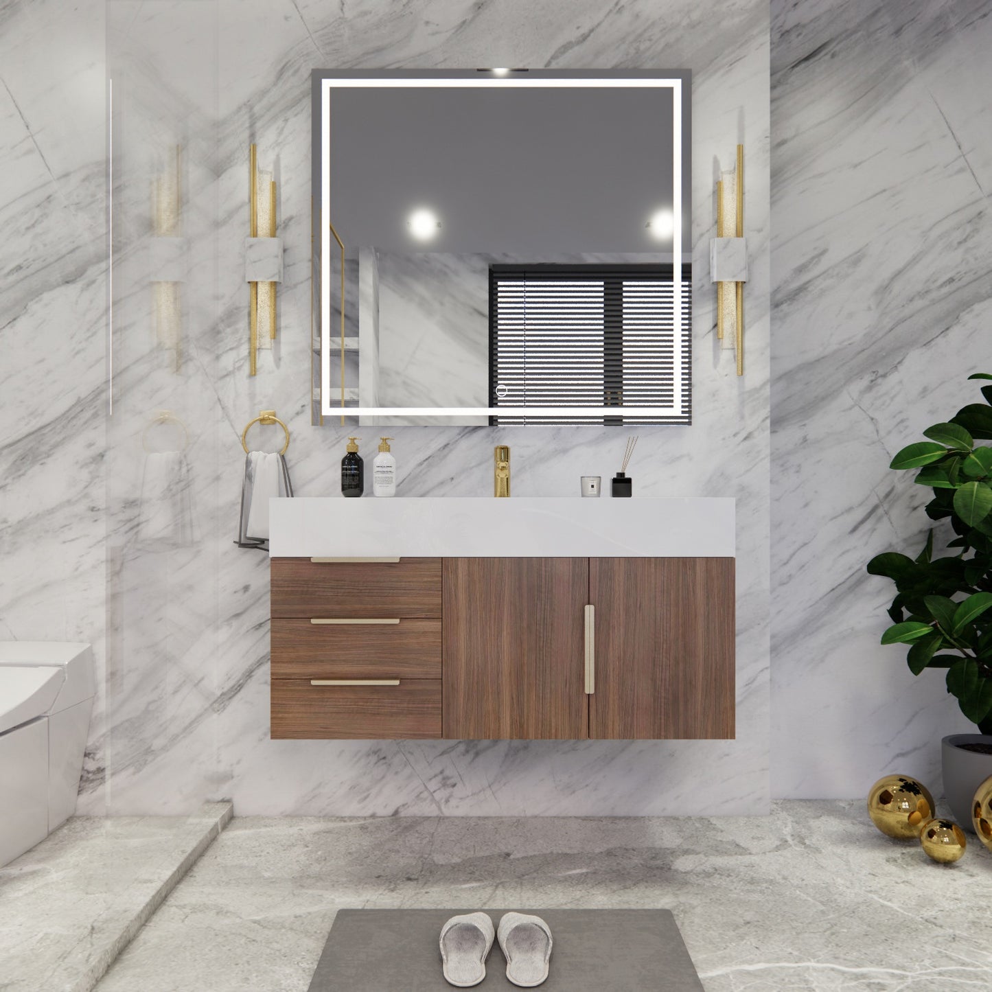 Bethany Floating Bathroom Vanity with Reinforced Acrylic Sink Top 24" - 84"