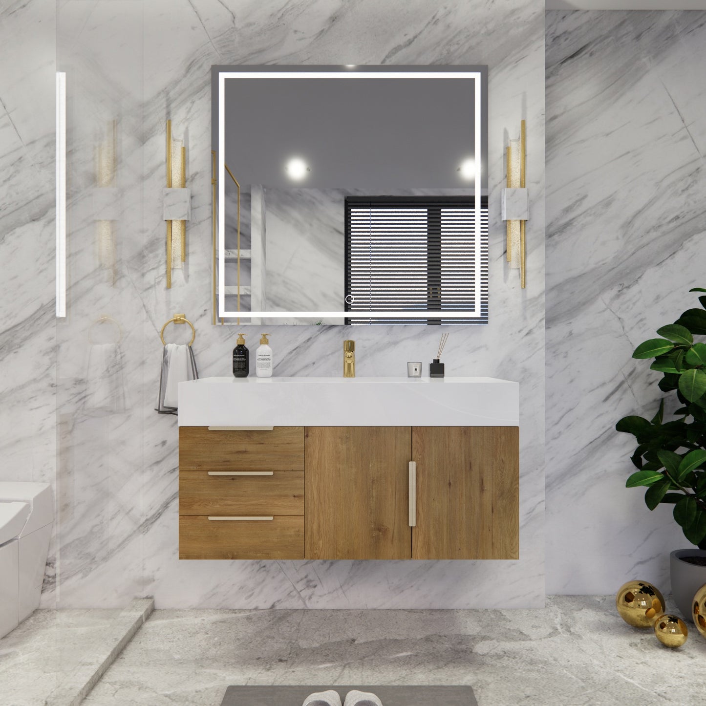 Bethany Floating Bathroom Vanity with Reinforced Acrylic Sink Top 24" - 84"