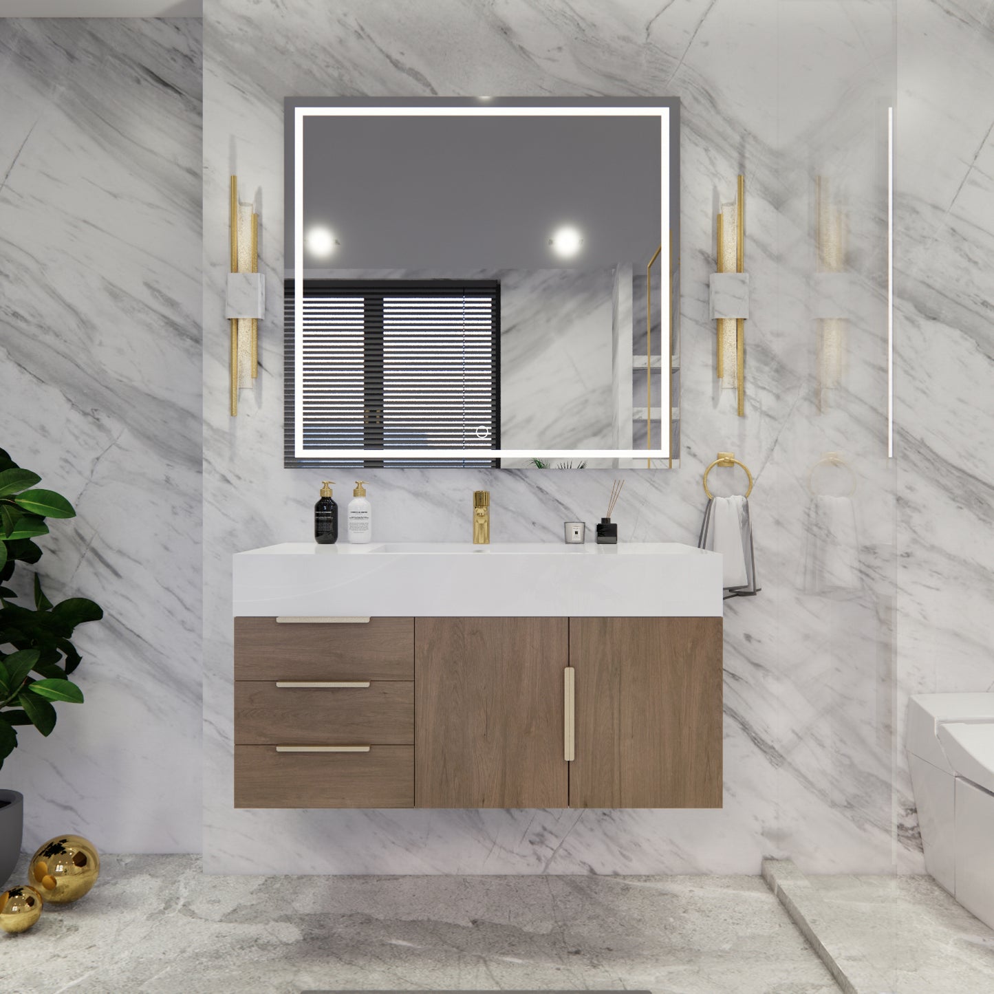 Bethany Floating Bathroom Vanity with Reinforced Acrylic Sink Top 24" - 84"
