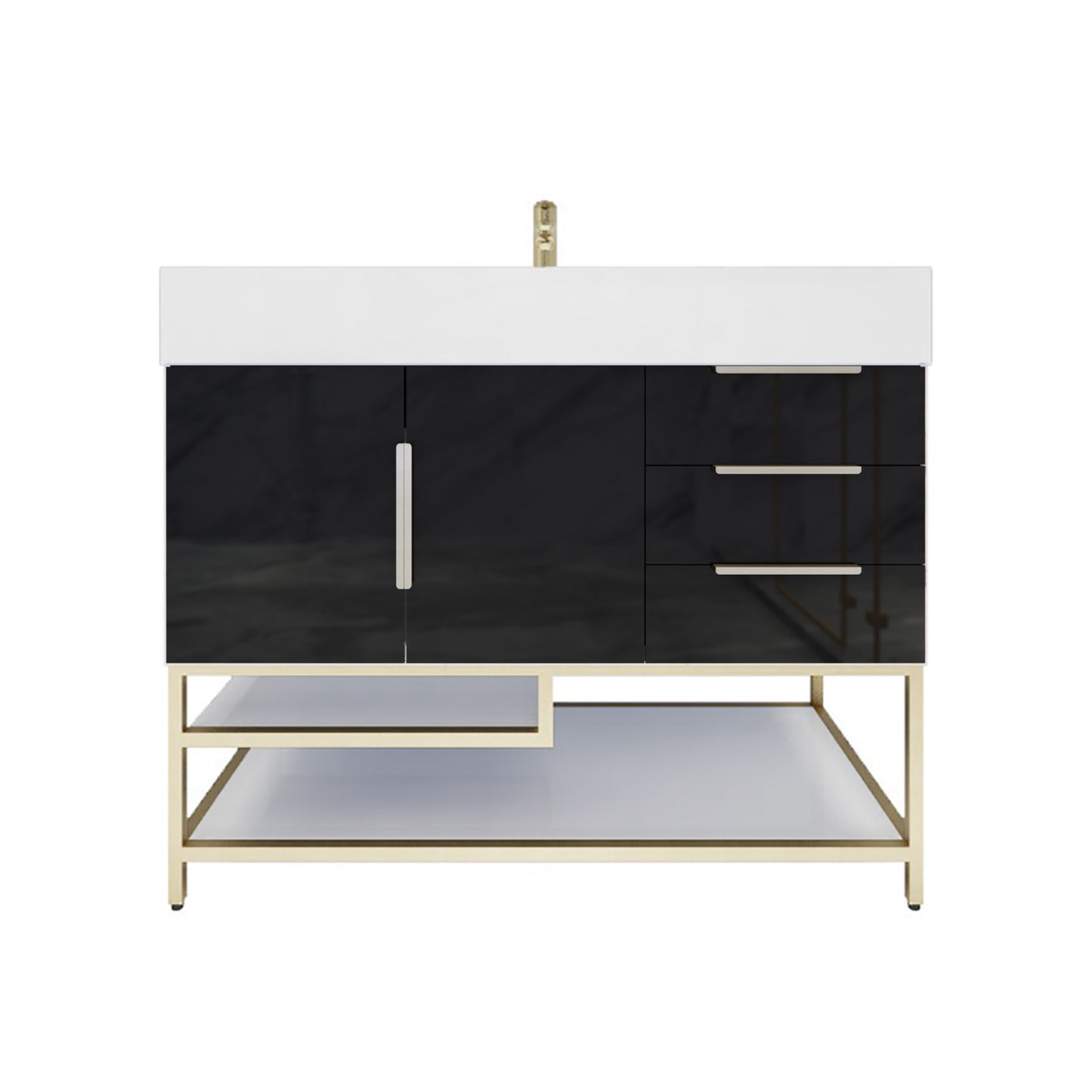 Better Vanity Bethany 24"-48“ Freestanding Bathroom Vanity Reinforced Acrylic Sink Soft Close Doors & Drawers, Fully Assembled