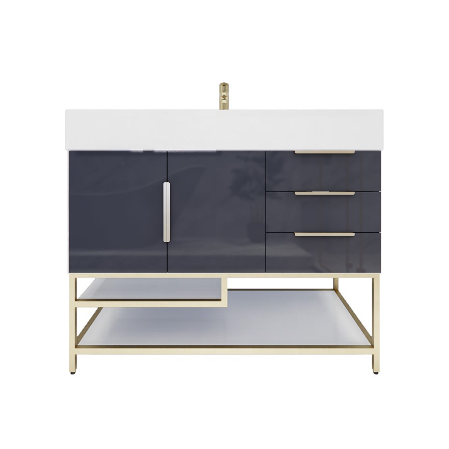 Better Vanity Bethany 24"-48“ Freestanding Bathroom Vanity Reinforced Acrylic Sink Soft Close Doors & Drawers, Fully Assembled