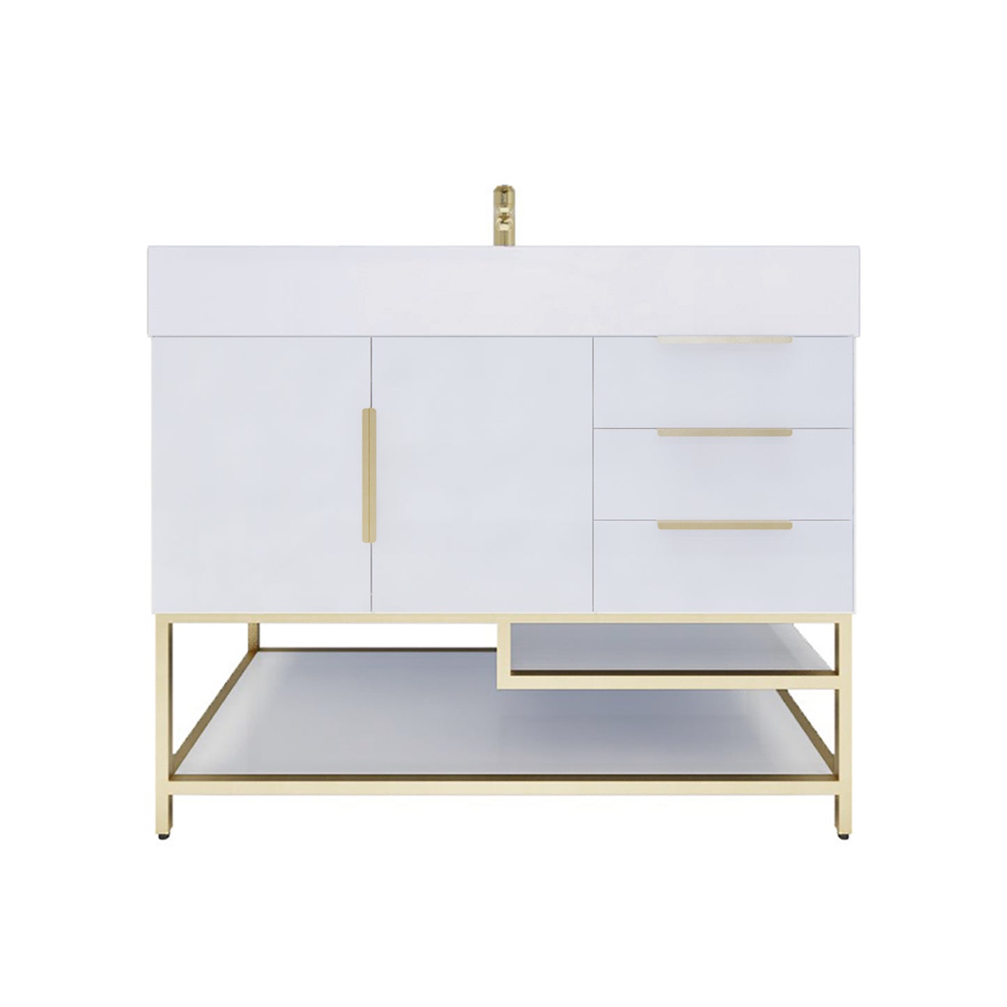 Better Vanity Bethany 24"-48“ Freestanding Bathroom Vanity Reinforced Acrylic Sink Soft Close Doors & Drawers, Fully Assembled