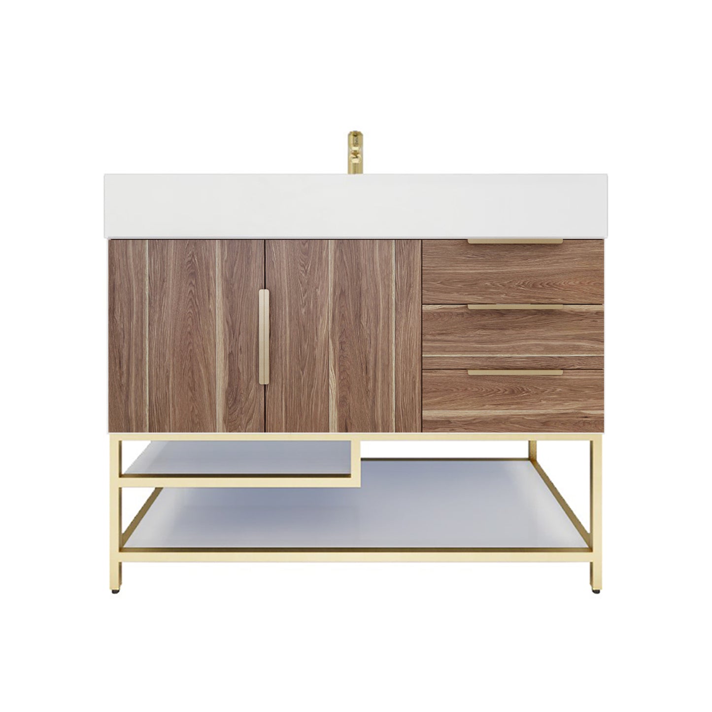 Better Vanity Bethany 24"-48“ Freestanding Bathroom Vanity Reinforced Acrylic Sink Soft Close Doors & Drawers, Fully Assembled