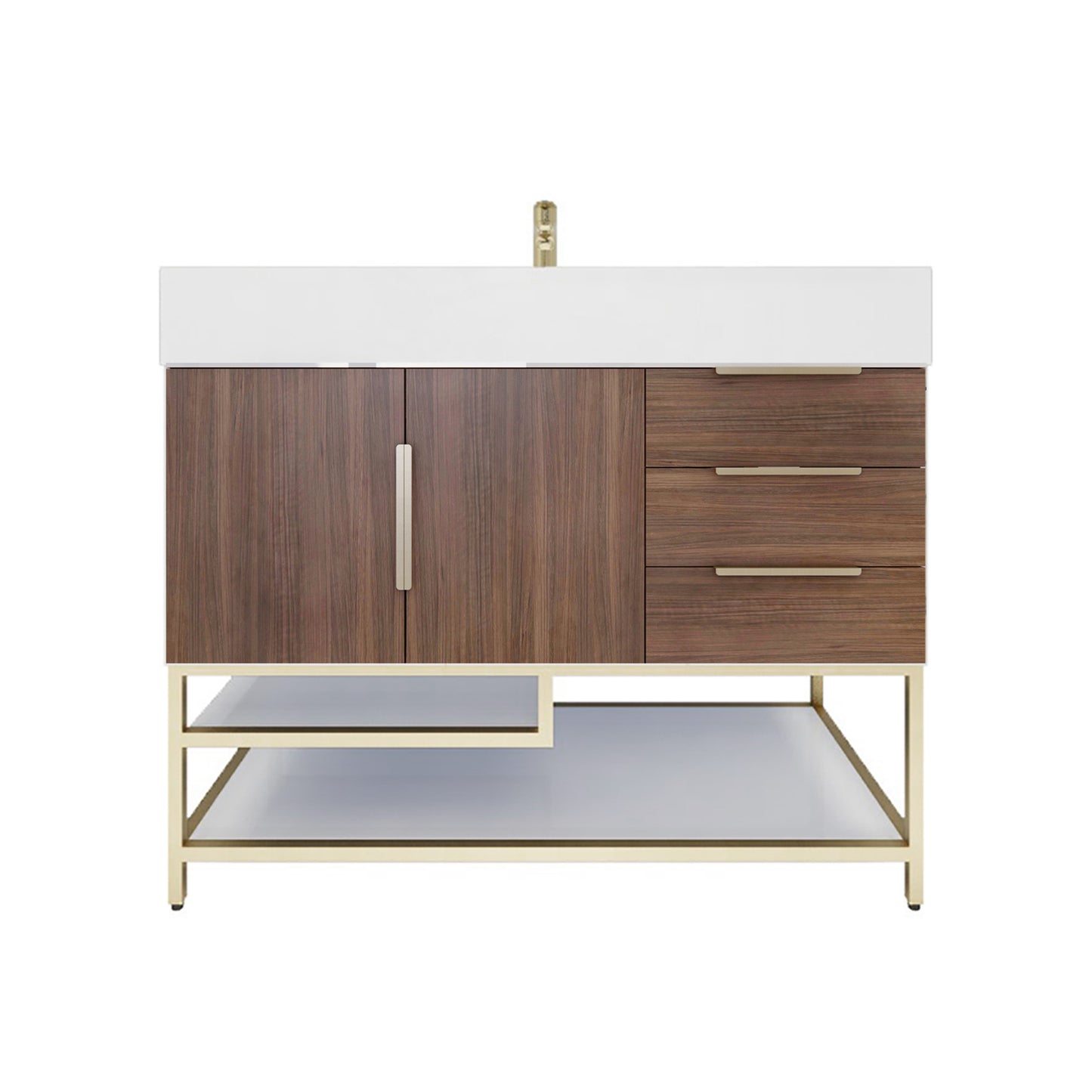 Better Vanity Bethany 24"-48“ Freestanding Bathroom Vanity Reinforced Acrylic Sink Soft Close Doors & Drawers, Fully Assembled