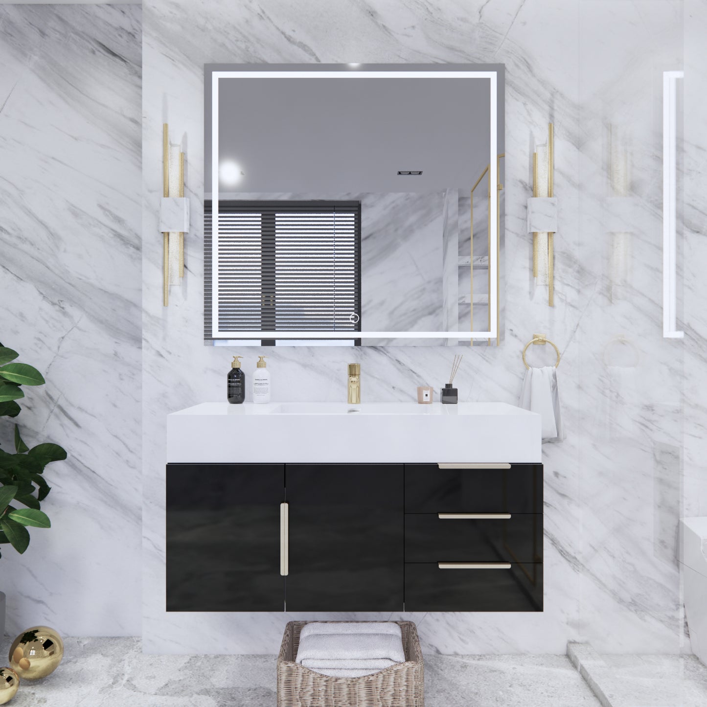 Bethany Floating Bathroom Vanity with Reinforced Acrylic Sink Top 24" - 84"