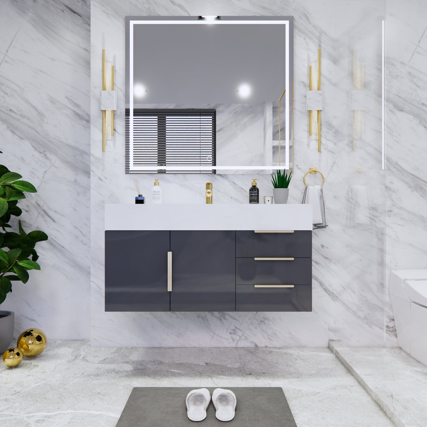 Bethany Floating Bathroom Vanity with Reinforced Acrylic Sink Top 24" - 84"
