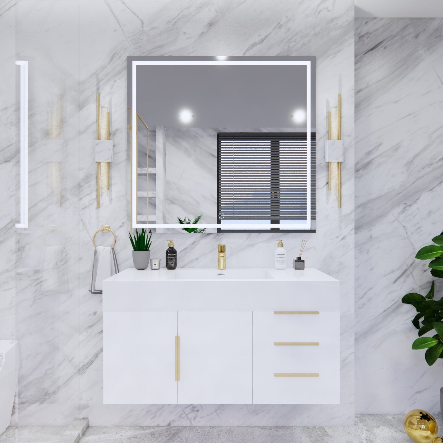 Bethany Floating Bathroom Vanity with Reinforced Acrylic Sink Top 24" - 84"