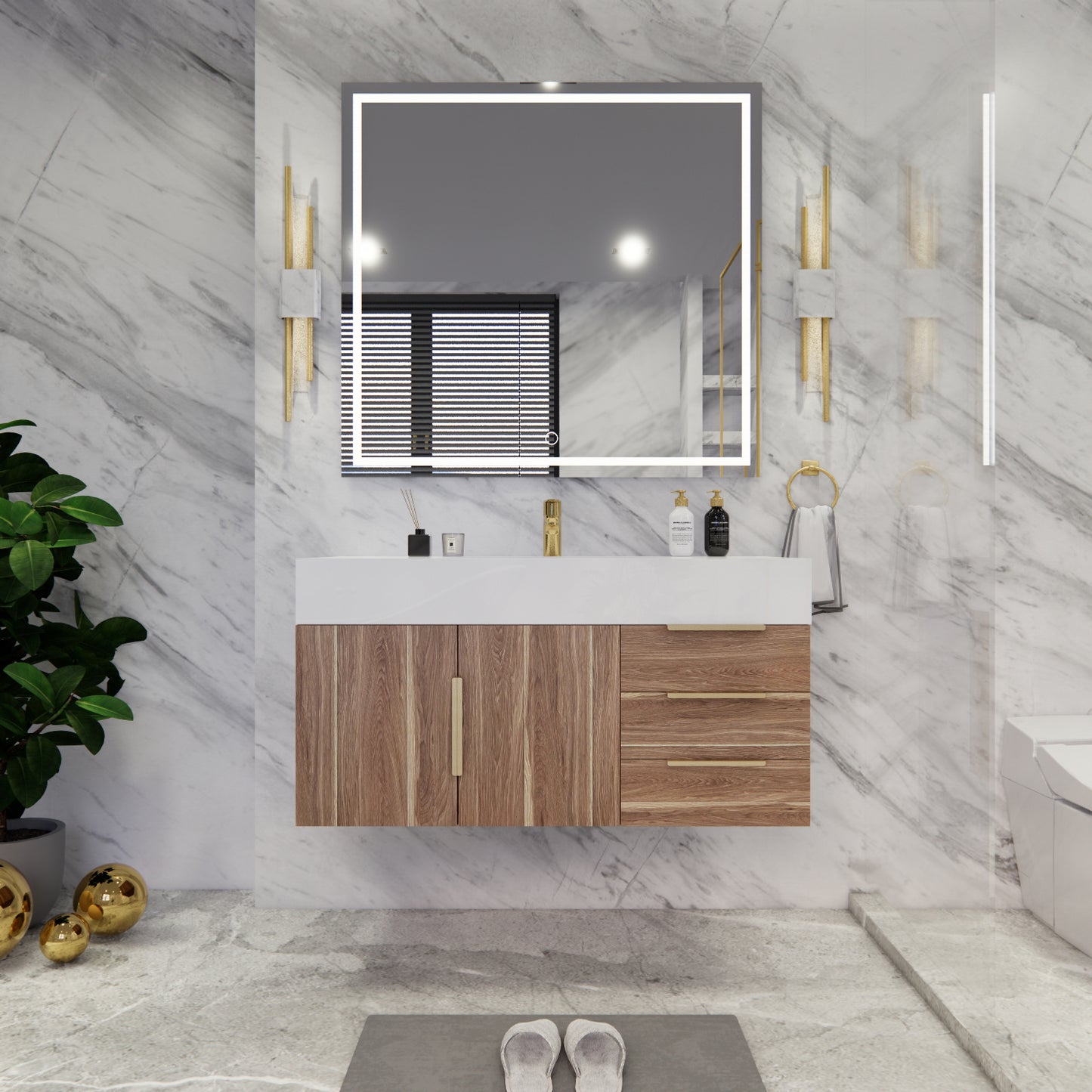 Bethany Floating Bathroom Vanity with Reinforced Acrylic Sink Top 24" - 84"