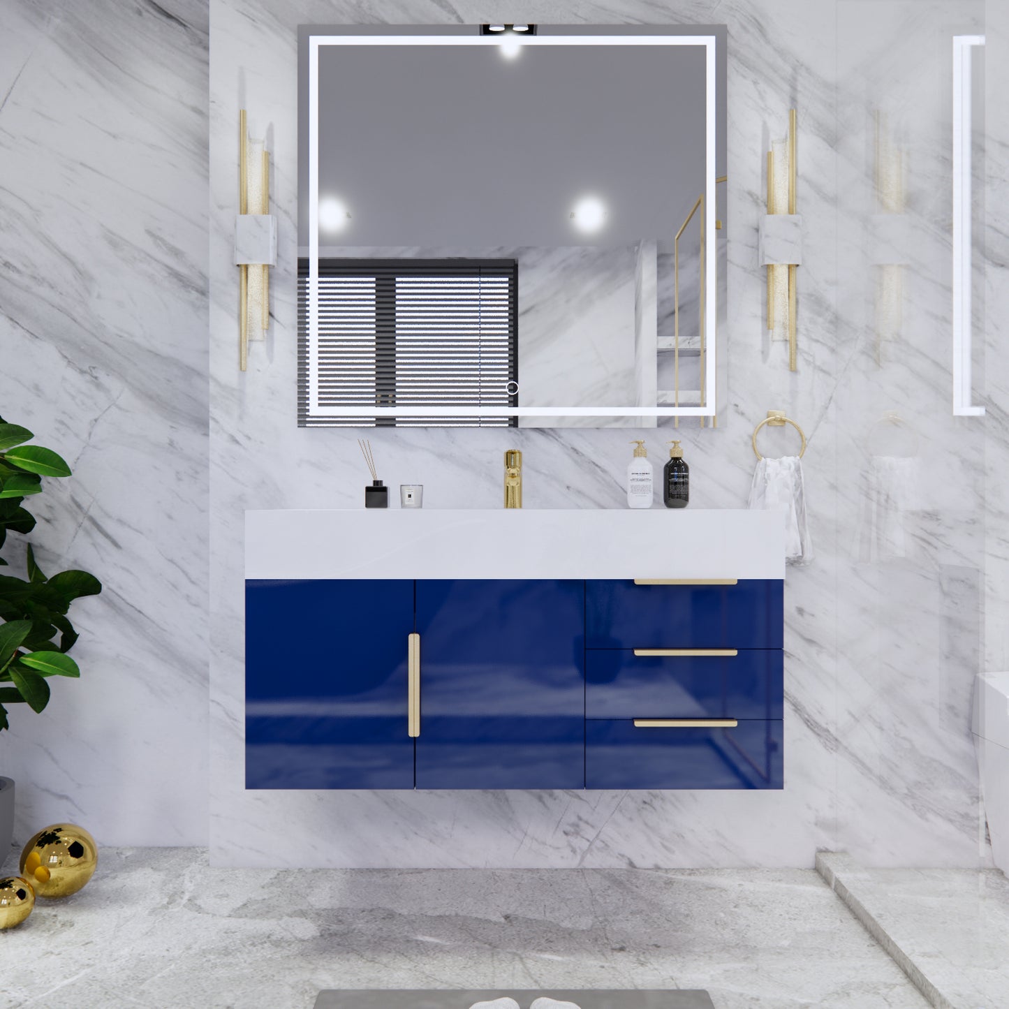 Bethany Floating Bathroom Vanity with Reinforced Acrylic Sink Top 24" - 84"