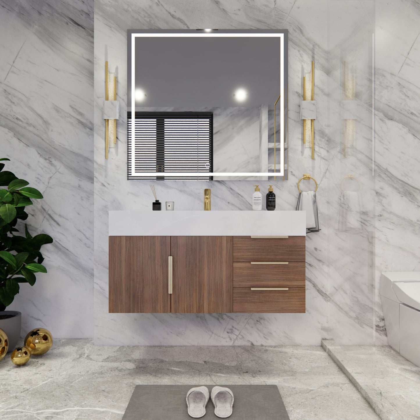 Bethany Floating Bathroom Vanity with Reinforced Acrylic Sink Top 24" - 84"
