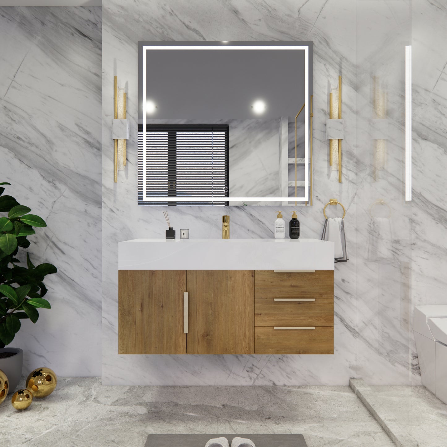 Bethany Floating Bathroom Vanity with Reinforced Acrylic Sink Top 24" - 84"