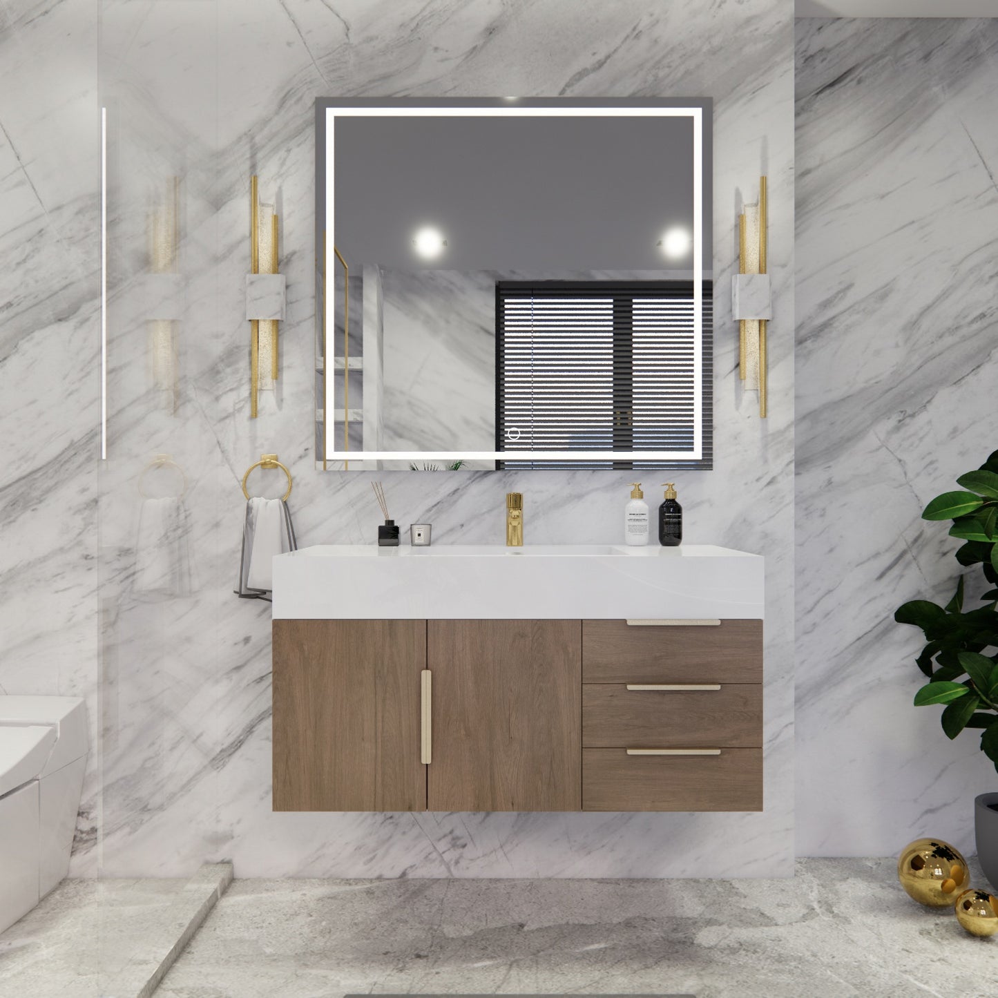 Bethany Floating Bathroom Vanity with Reinforced Acrylic Sink Top 24" - 84"