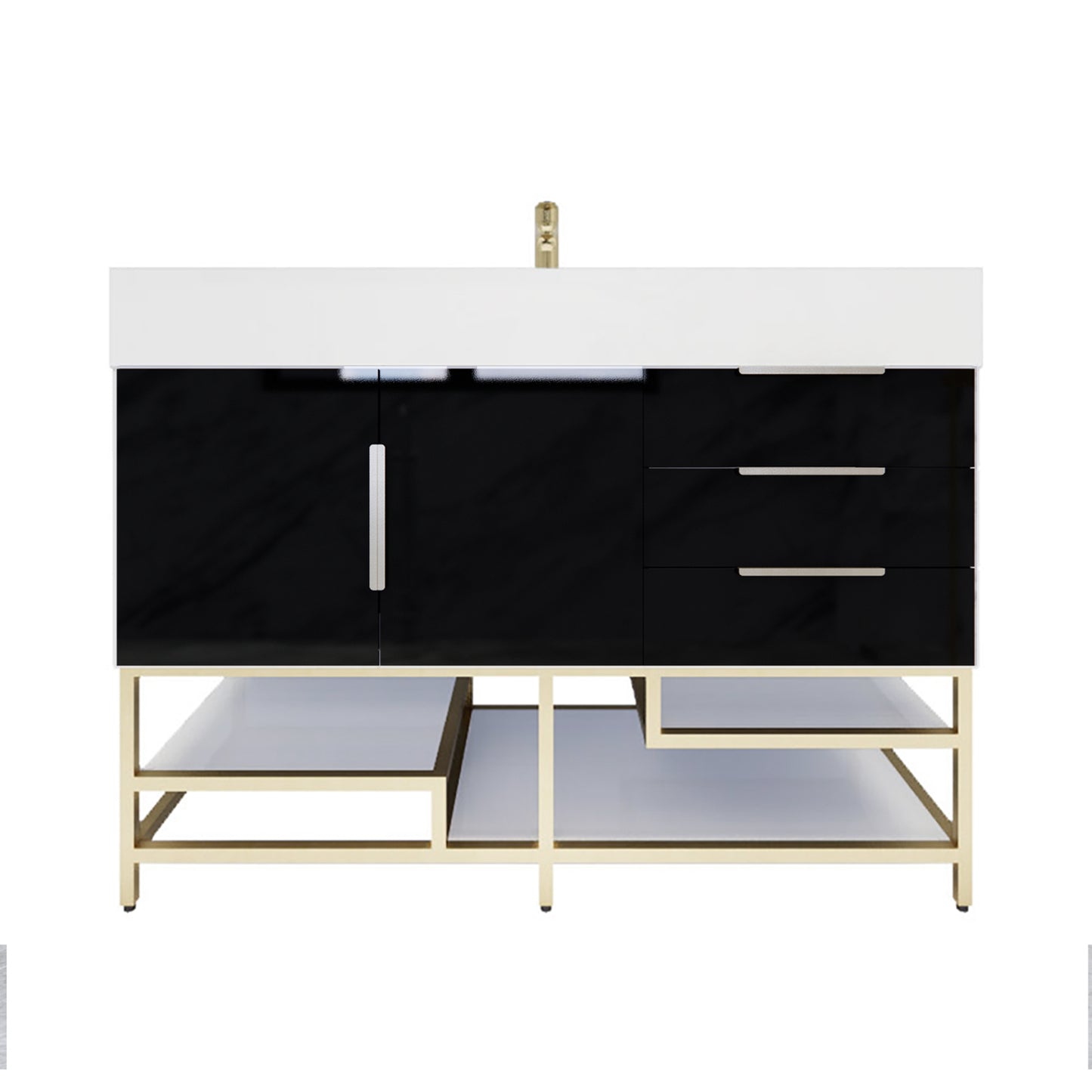 Better Vanity Bethany 24"-48“ Freestanding Bathroom Vanity Reinforced Acrylic Sink Soft Close Doors & Drawers, Fully Assembled