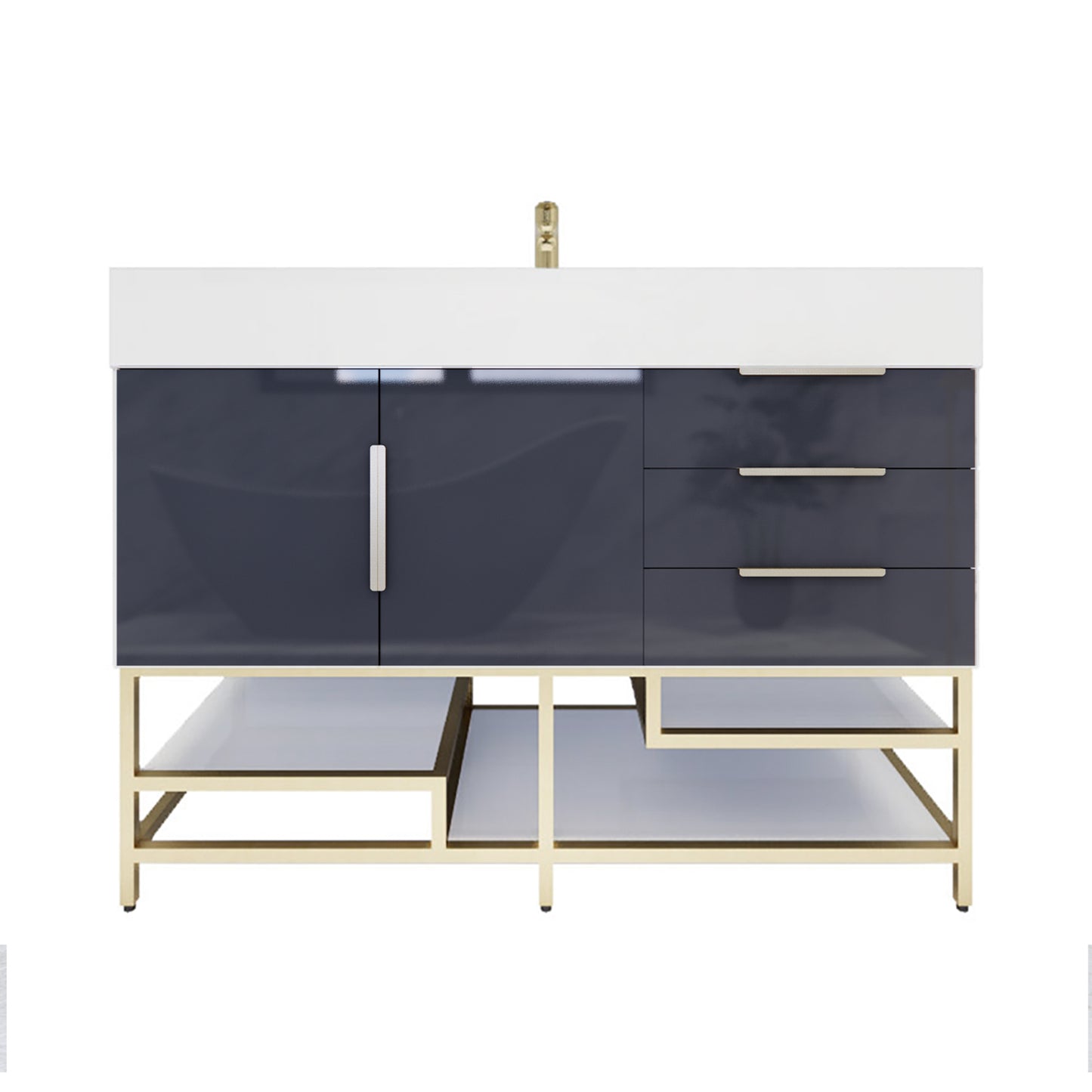 Better Vanity Bethany 24"-48“ Freestanding Bathroom Vanity Reinforced Acrylic Sink Soft Close Doors & Drawers, Fully Assembled