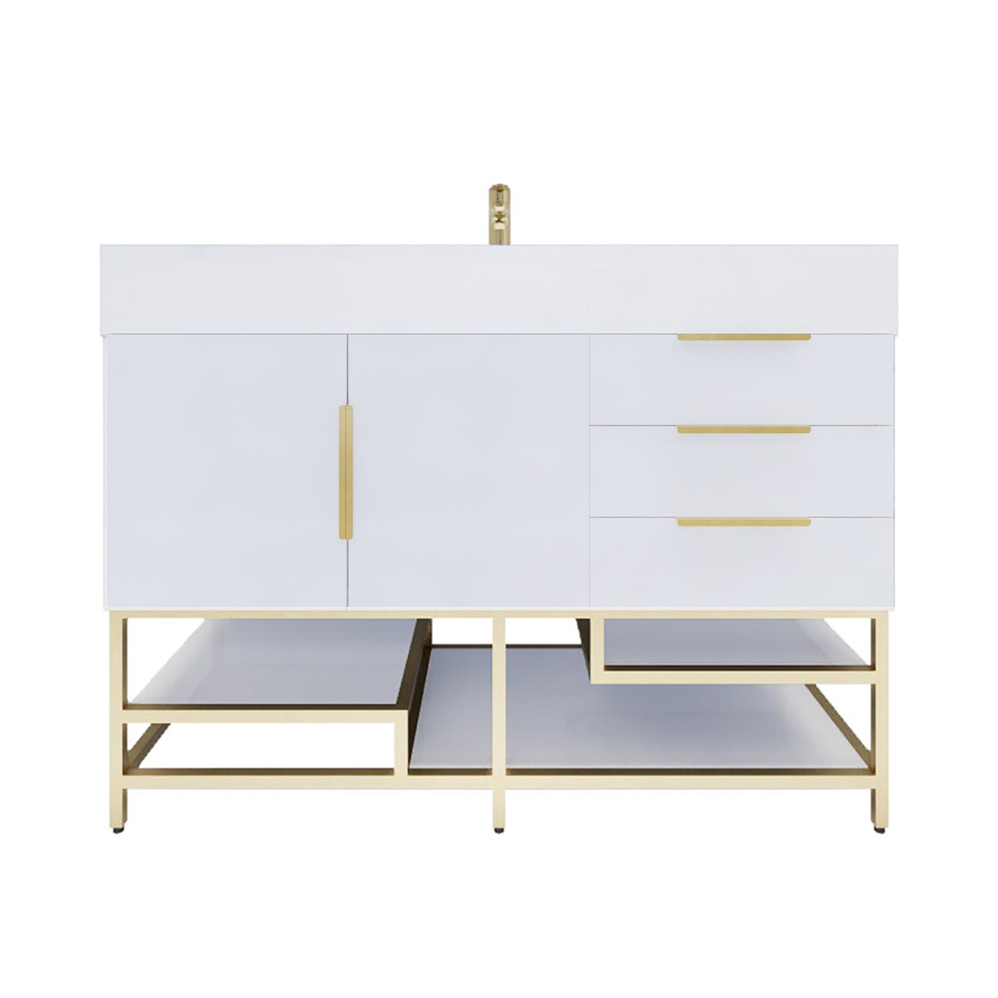 Better Vanity Bethany 24"-48“ Freestanding Bathroom Vanity Reinforced Acrylic Sink Soft Close Doors & Drawers, Fully Assembled